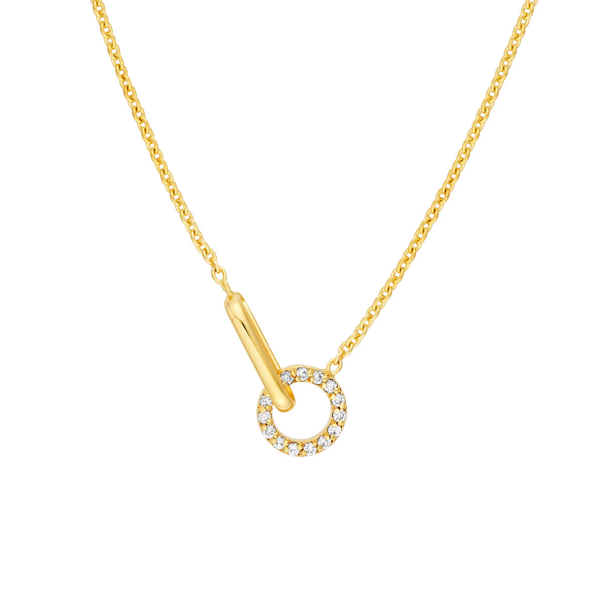 14K Yellow Gold 1/15tcw Diamond Round Link to Oval Necklace Birmingham Jewelry Necklace Birmingham Jewelry 