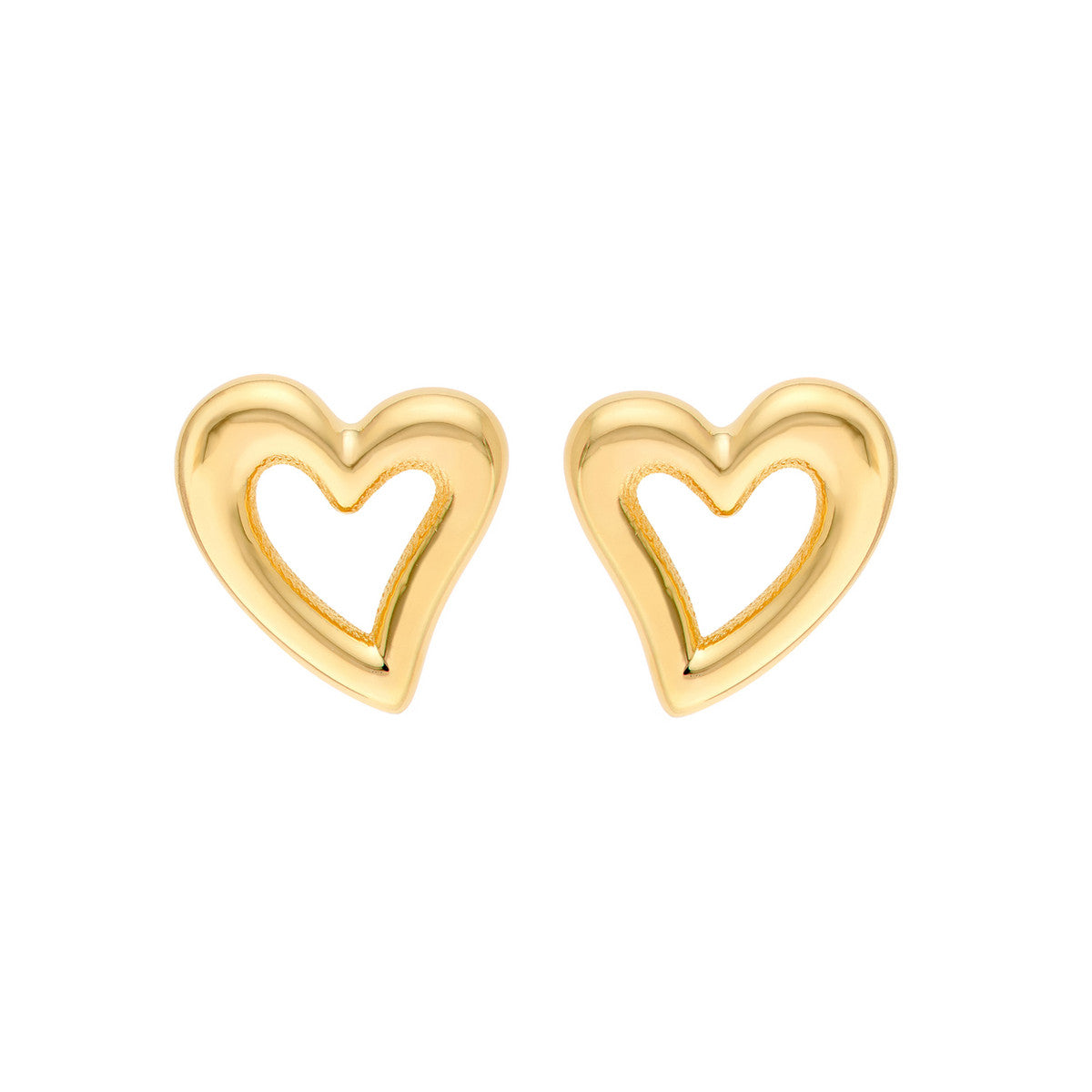 14K Yellow Gold Small Open Heart Stud Earrings