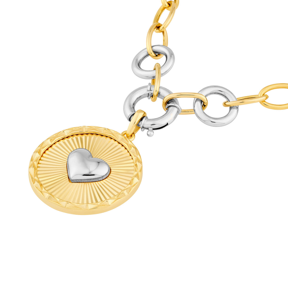 14K Two Tone Gold Fluted Heart Charm Birmingham Jewelry Pendant Birmingham Jewelry 