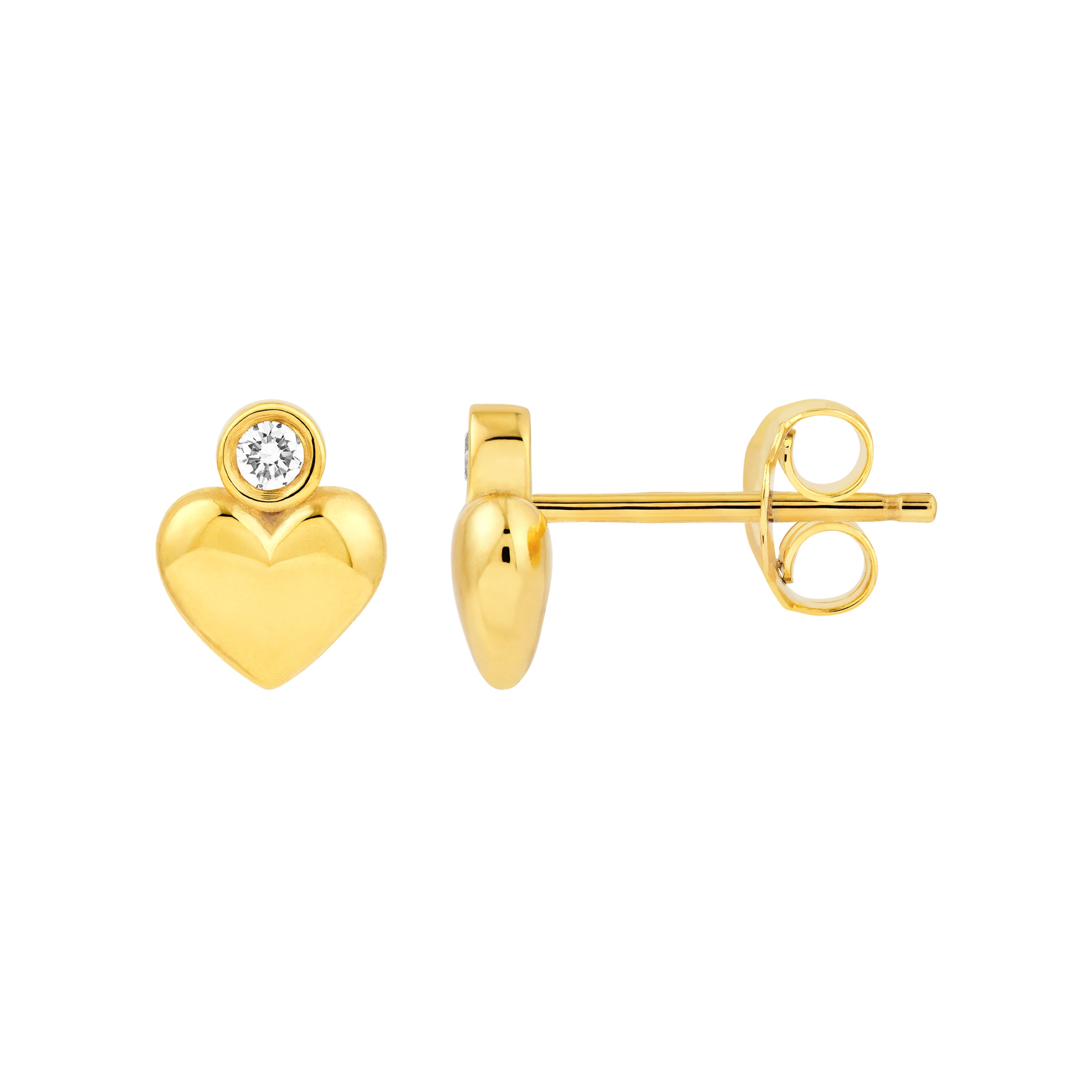 14K Yellow Gold 1/20tcw Diamond Heart Stud Earrings Birmingham Jewelry Earrings Birmingham Jewelry 