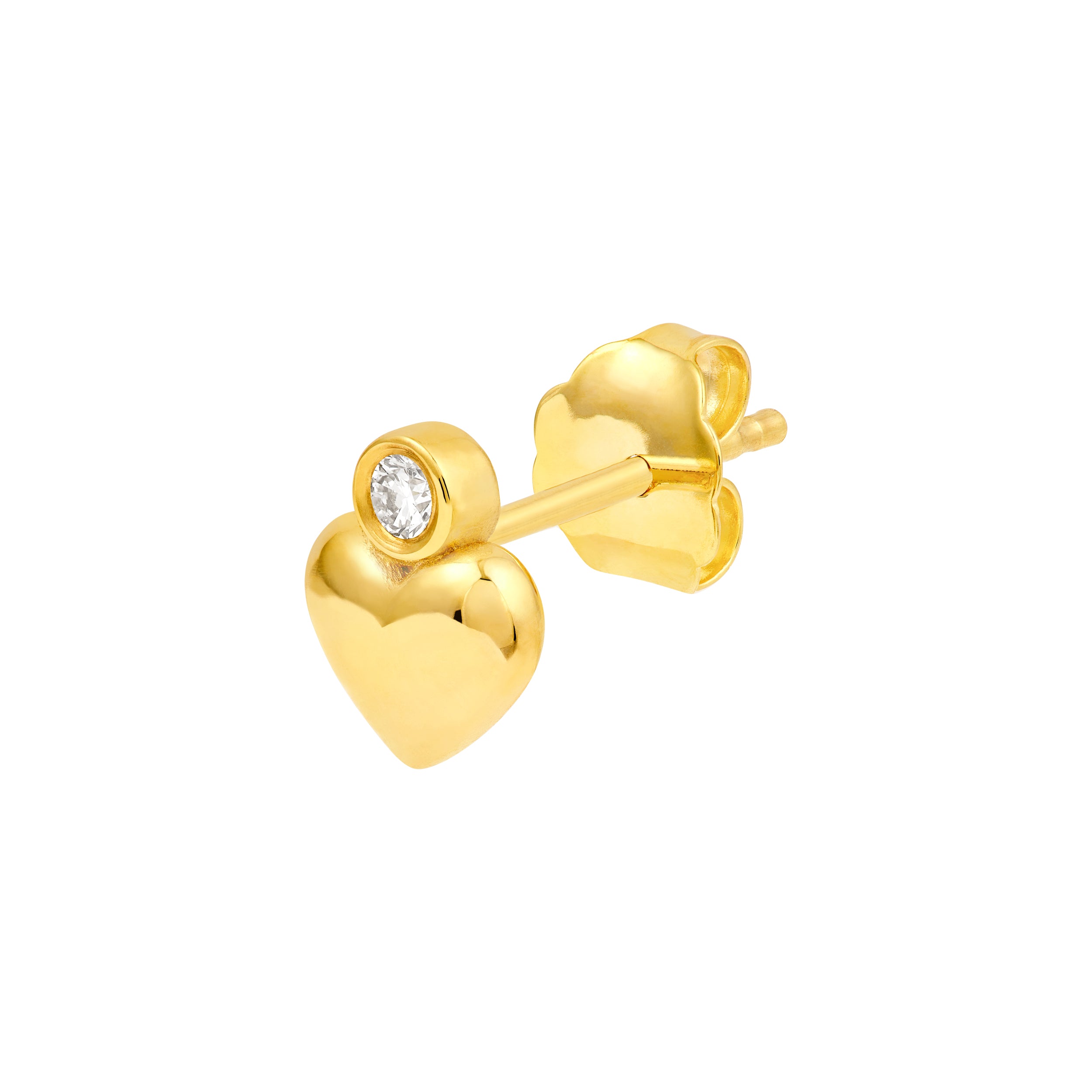 14K Yellow Gold 1/20tcw Diamond Heart Stud Earrings Birmingham Jewelry Earrings Birmingham Jewelry 