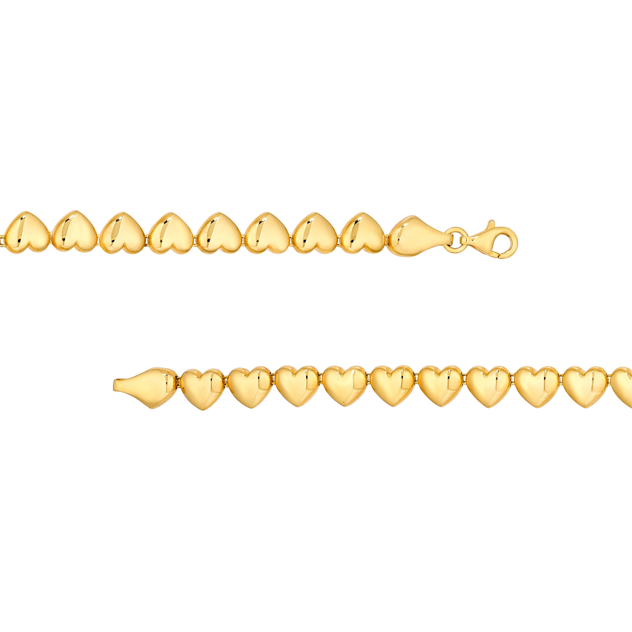 14K Yellow Gold Puffy Heart Link Birmingham Jewelry Necklace Birmingham Jewelry 