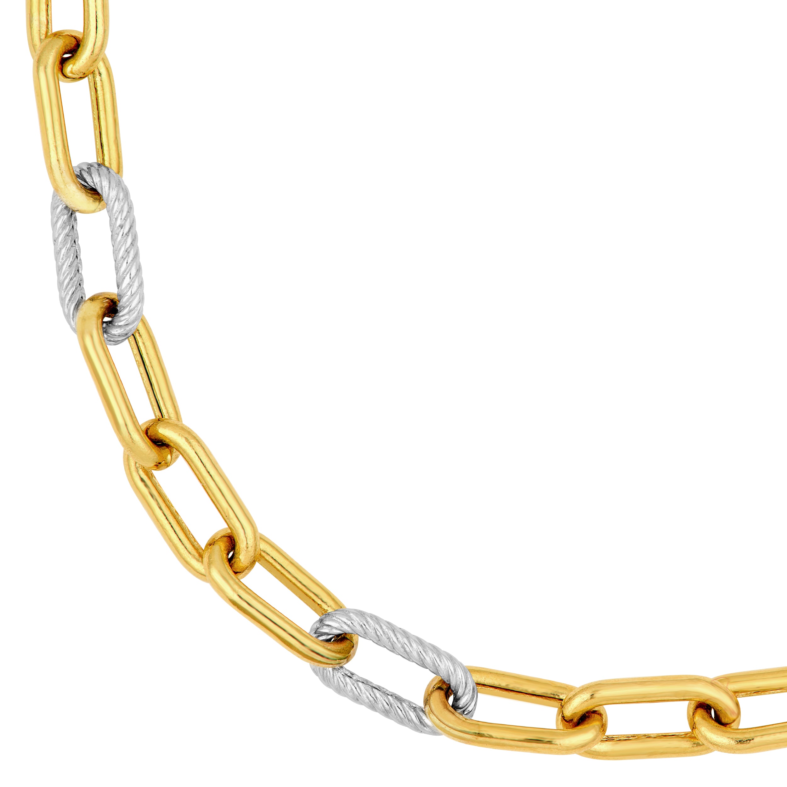 14K Two-Tone Gold 5.90mm Oval 3+1 Link Necklace Birmingham Jewelry Necklace Birmingham Jewelry 