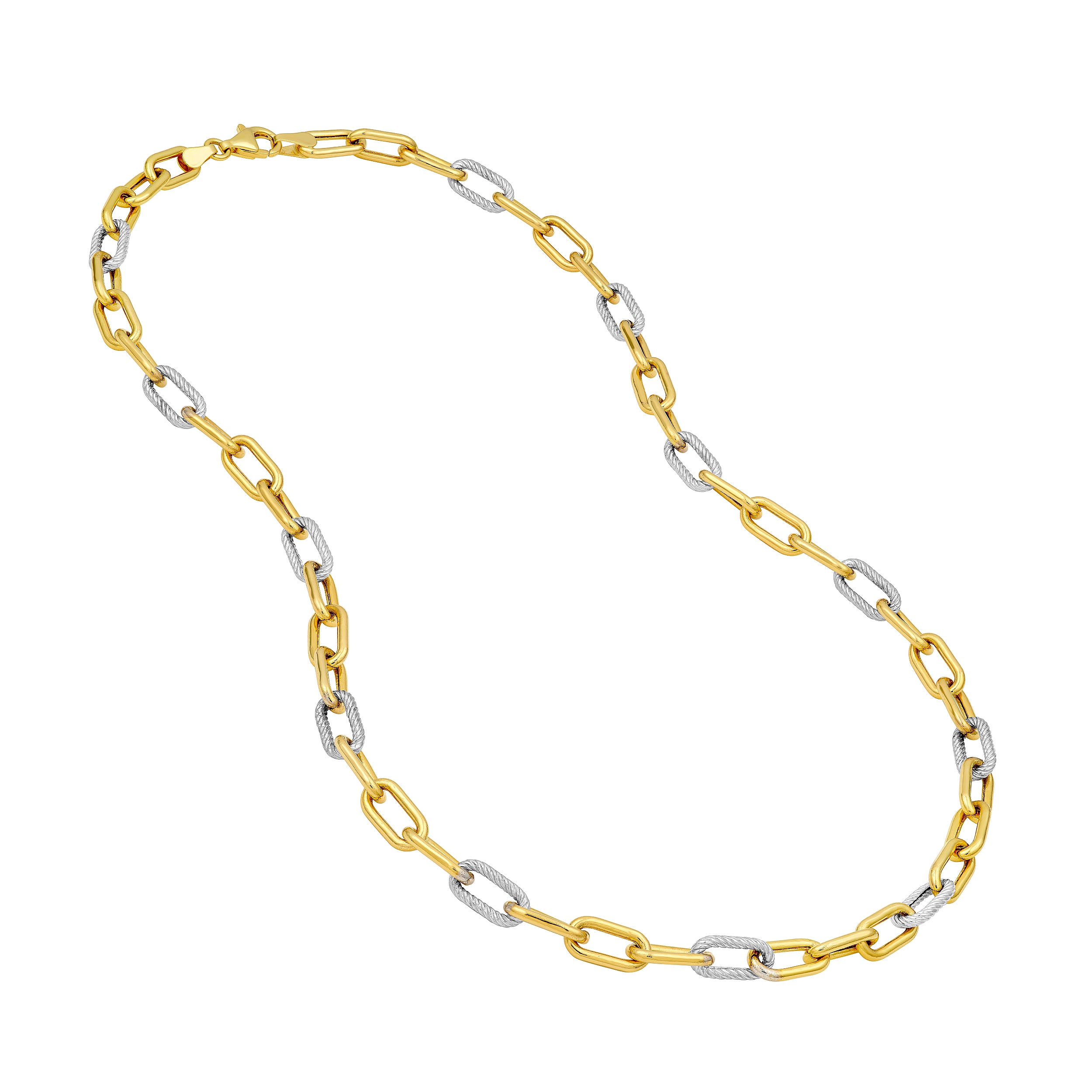 14K Two-Tone Gold 5.90mm Oval 3+1 Link Necklace Birmingham Jewelry Necklace Birmingham Jewelry 