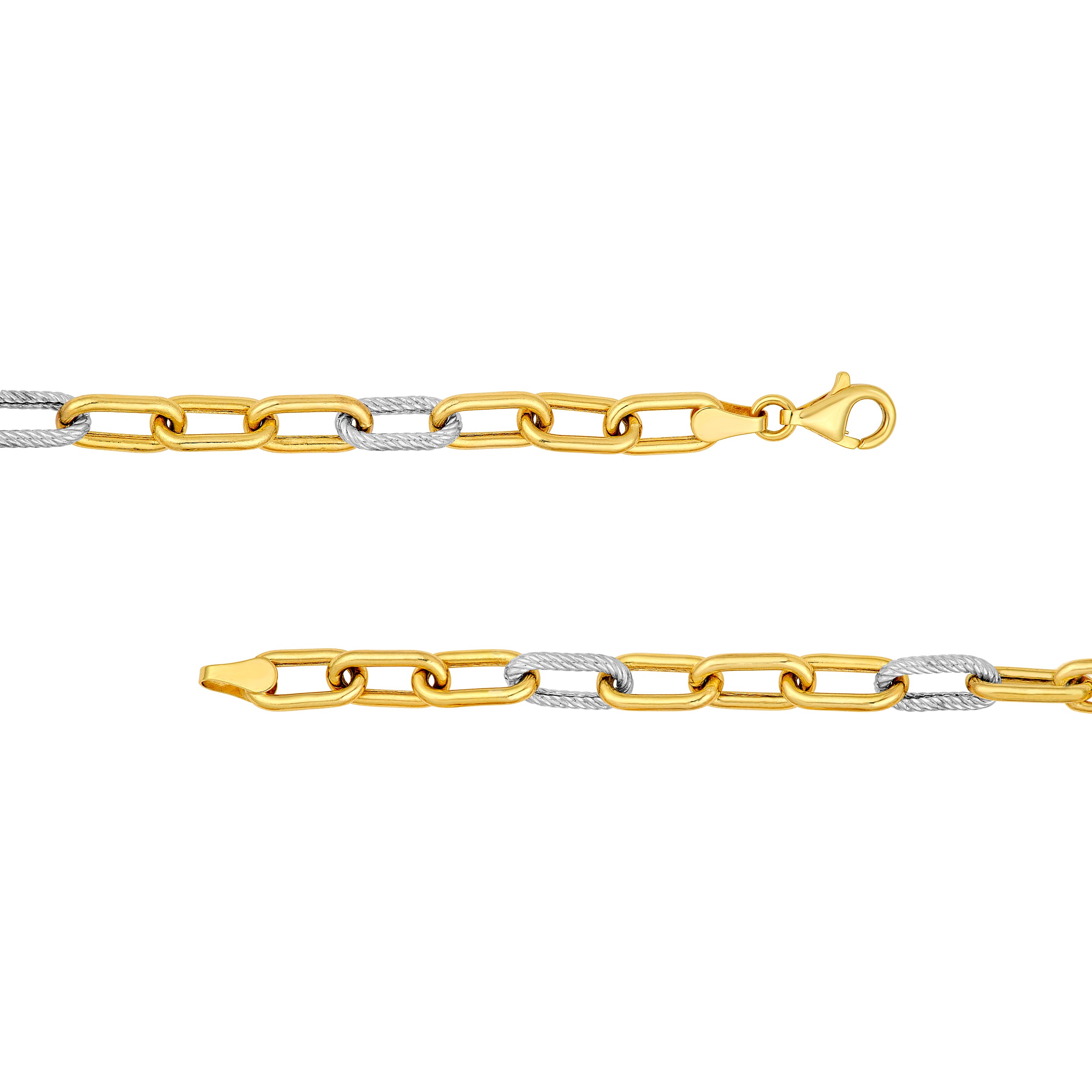 14K Two-Tone Gold 5.90mm Oval 3+1 Link Necklace Birmingham Jewelry Necklace Birmingham Jewelry 