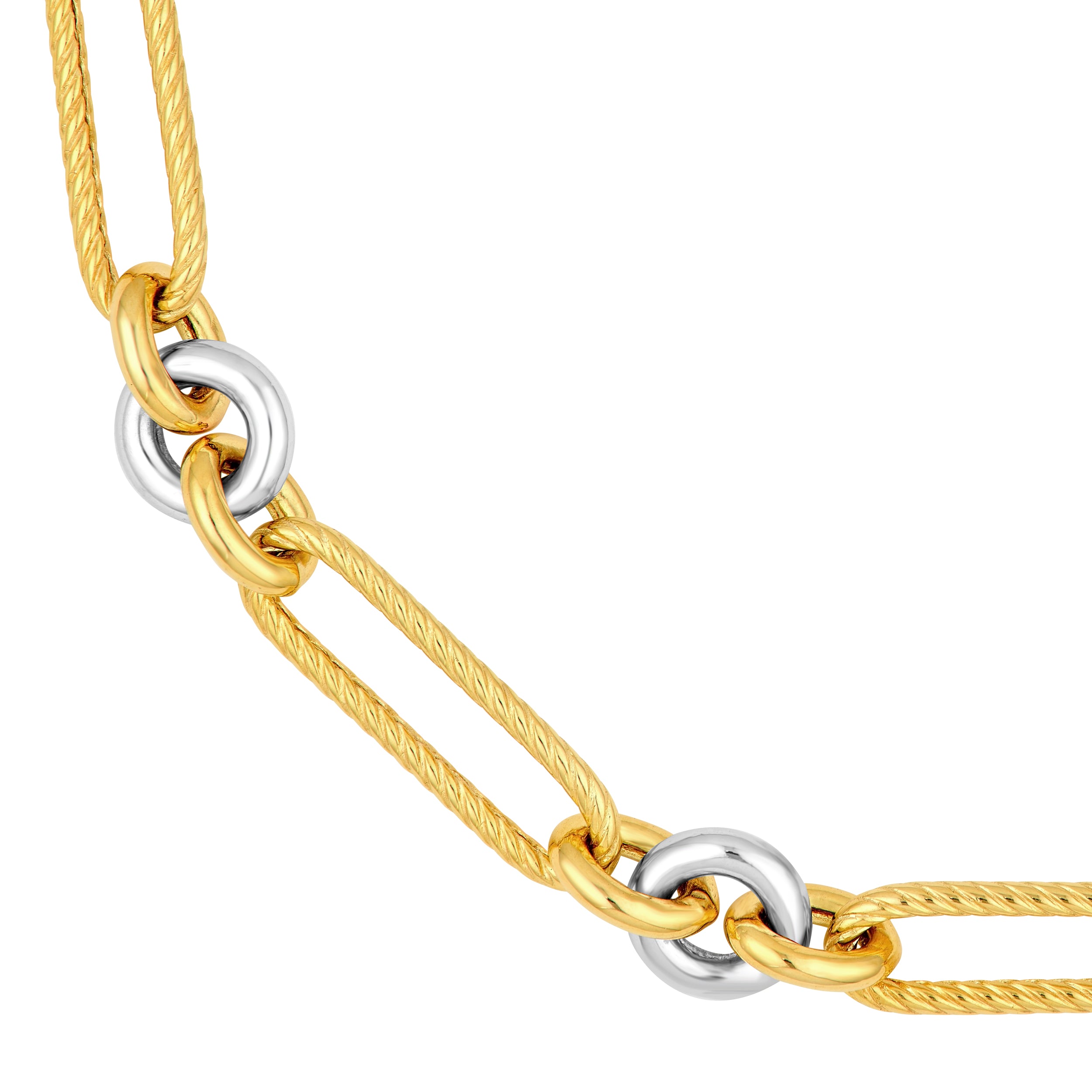 14K Two-Tone Gold Twist Oval Link Necklace Birmingham Jewelry Necklace Birmingham Jewelry 