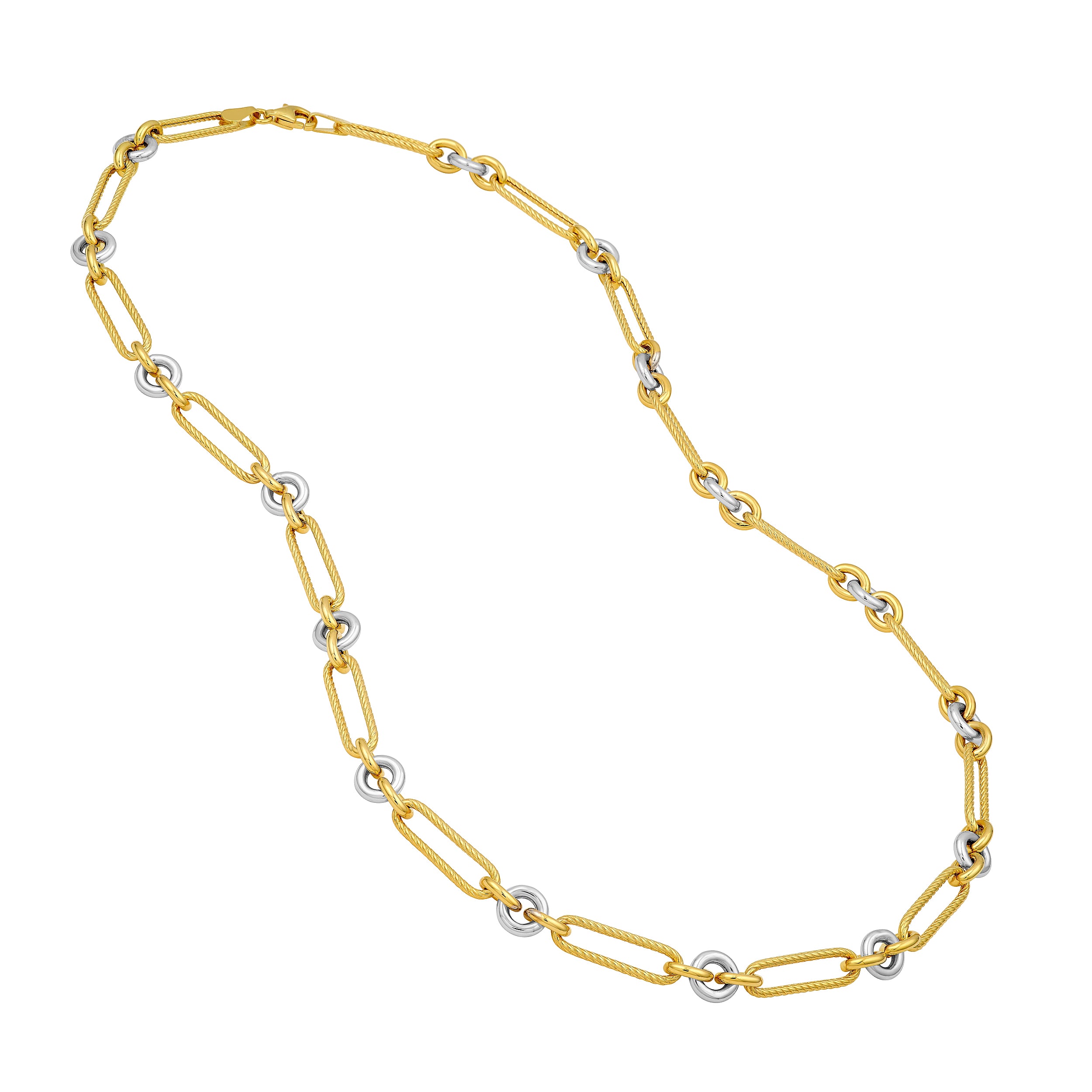 14K Two-Tone Gold Twist Oval Link Necklace Birmingham Jewelry Necklace Birmingham Jewelry 