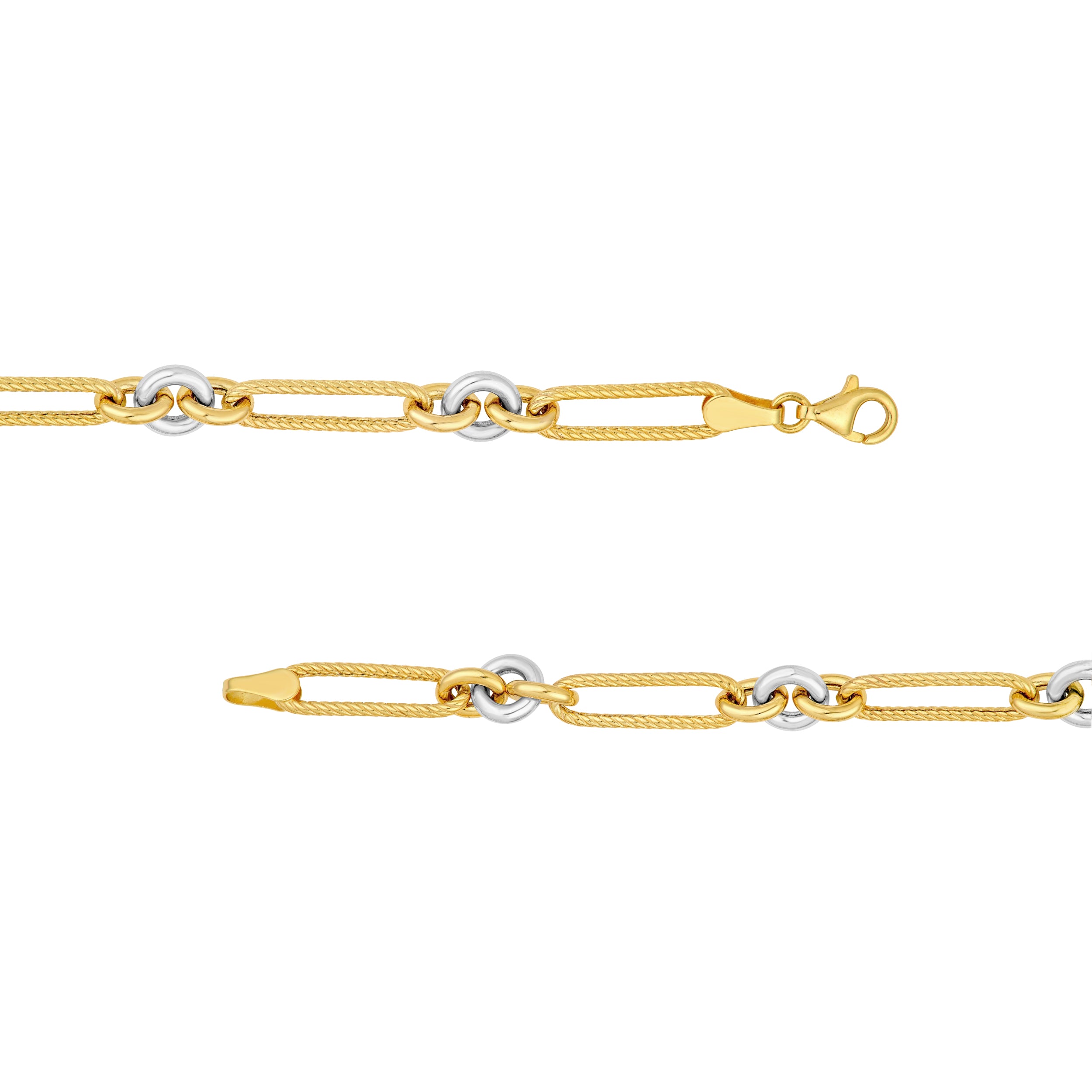 14K Two-Tone Gold Twist Oval Link Necklace Birmingham Jewelry Necklace Birmingham Jewelry 