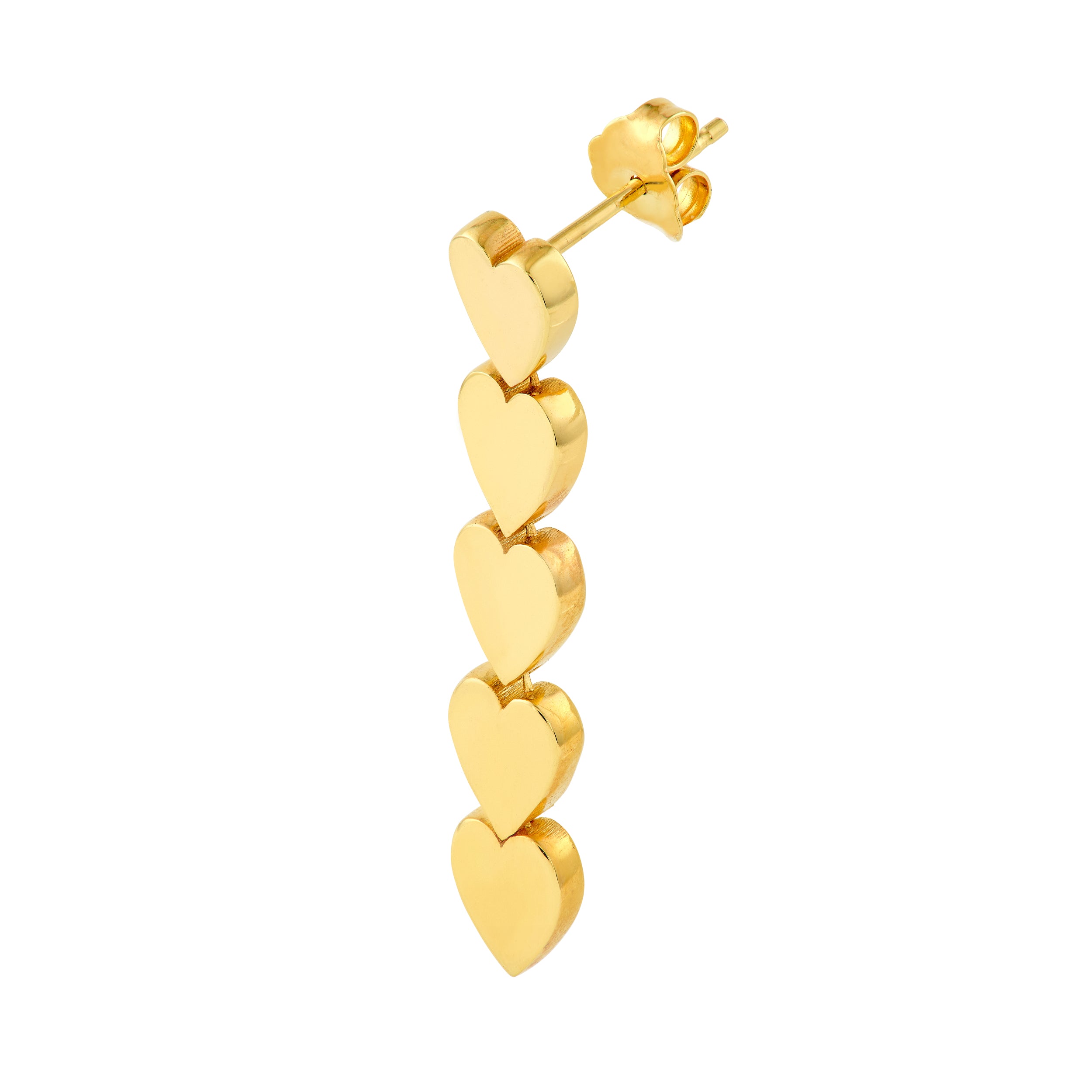 14K Yellow Gold Dangle Closed Heart Chain Earrings Birmingham Jewelry Earrings Birmingham Jewelry 