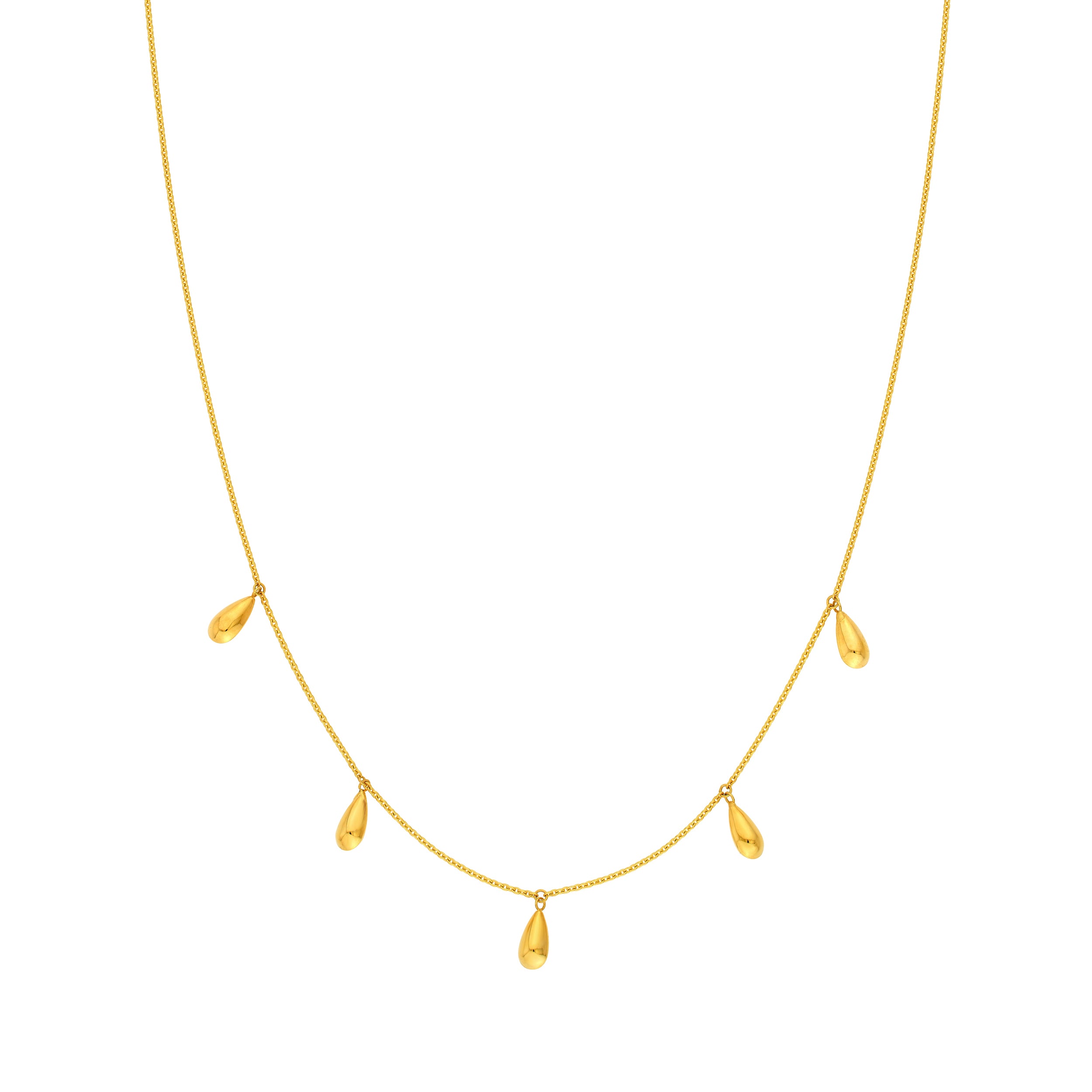 14K Yellow Gold Teardrop Dangle Station Cable Necklace Birmingham Jewelry Necklace Birmingham Jewelry 