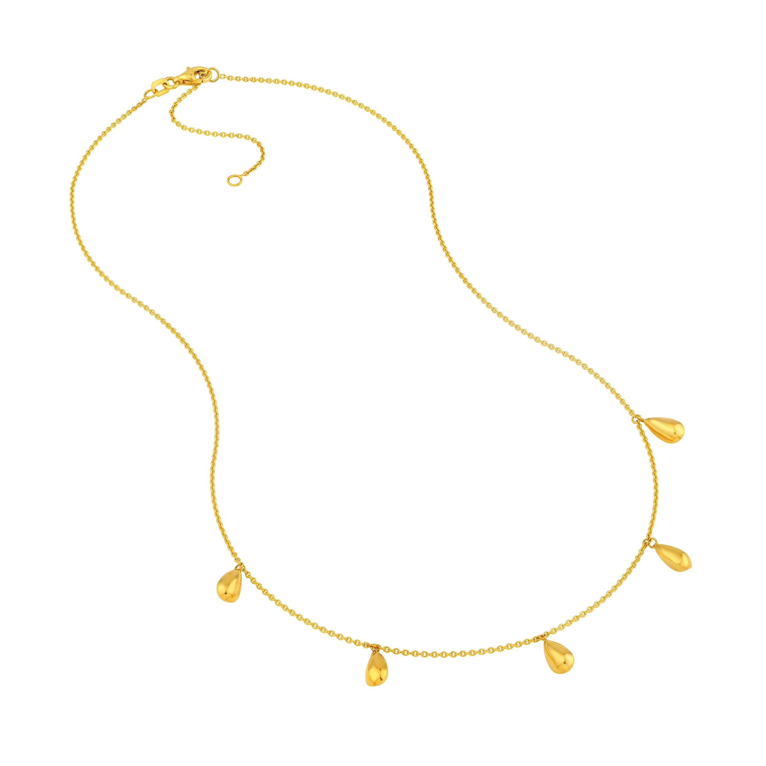 14K Yellow Gold Teardrop Dangle Station Cable Necklace Birmingham Jewelry Necklace Birmingham Jewelry 