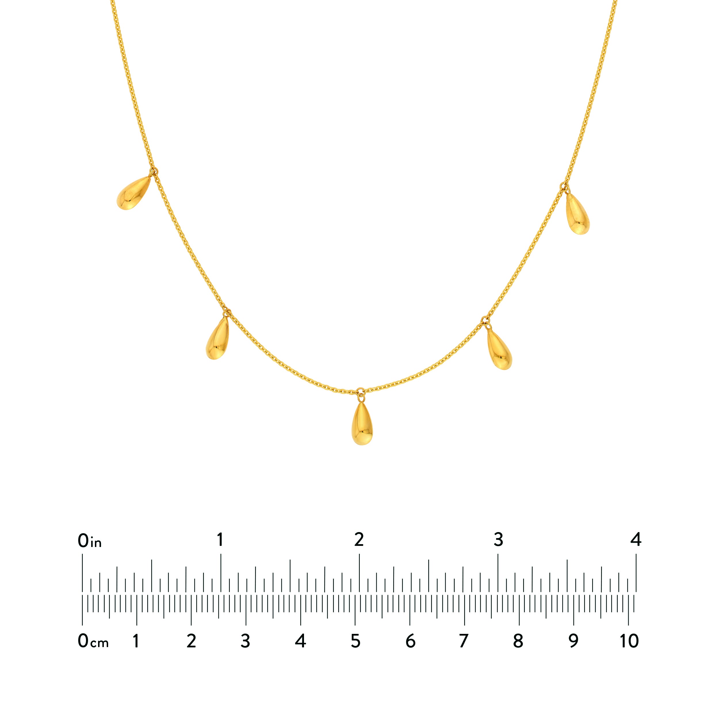 14K Yellow Gold Teardrop Dangle Station Cable Necklace Birmingham Jewelry Necklace Birmingham Jewelry 