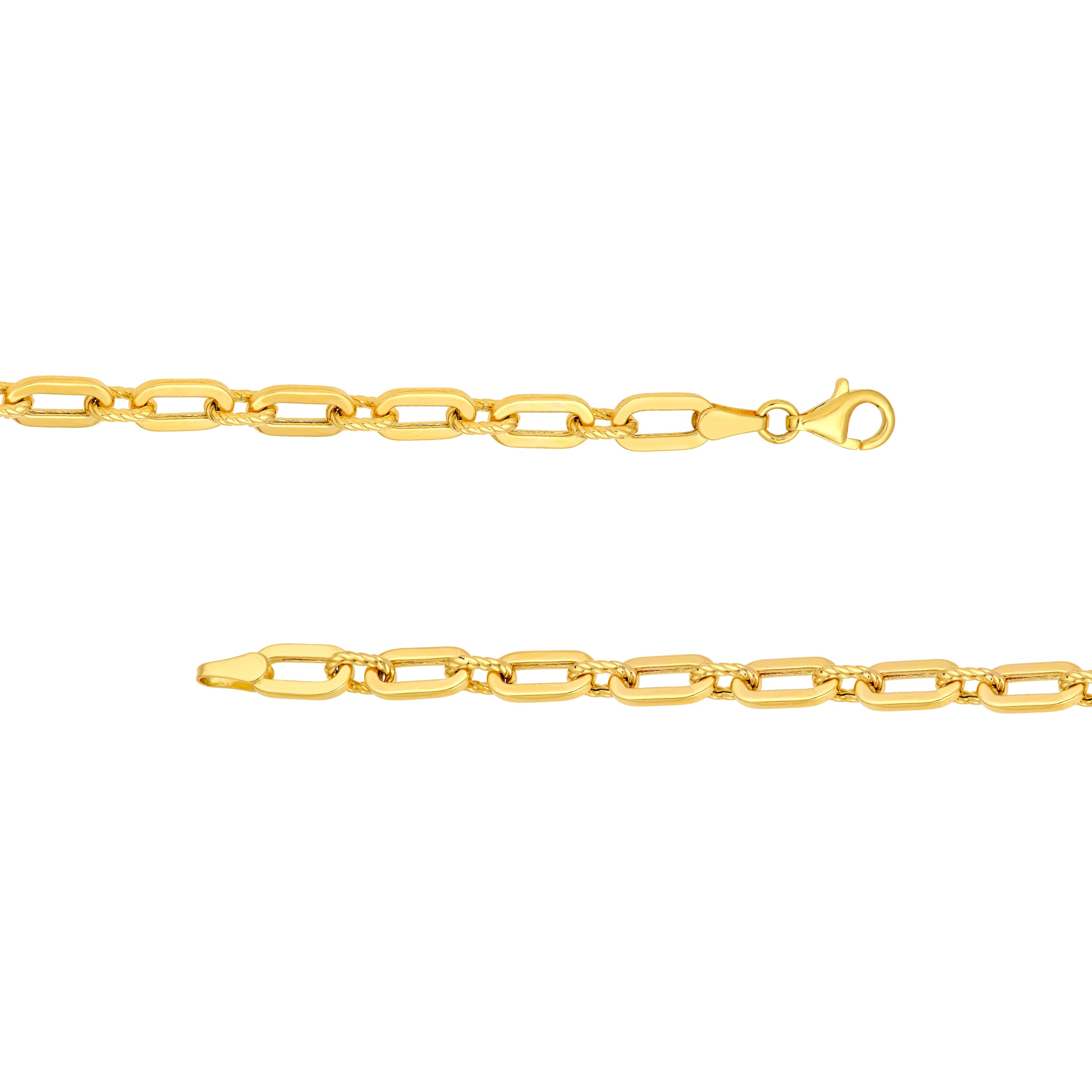 14K Yellow Gold 1+1 Twist & Polished Link Chain Birmingham Jewelry Bracelet Birmingham Jewelry 