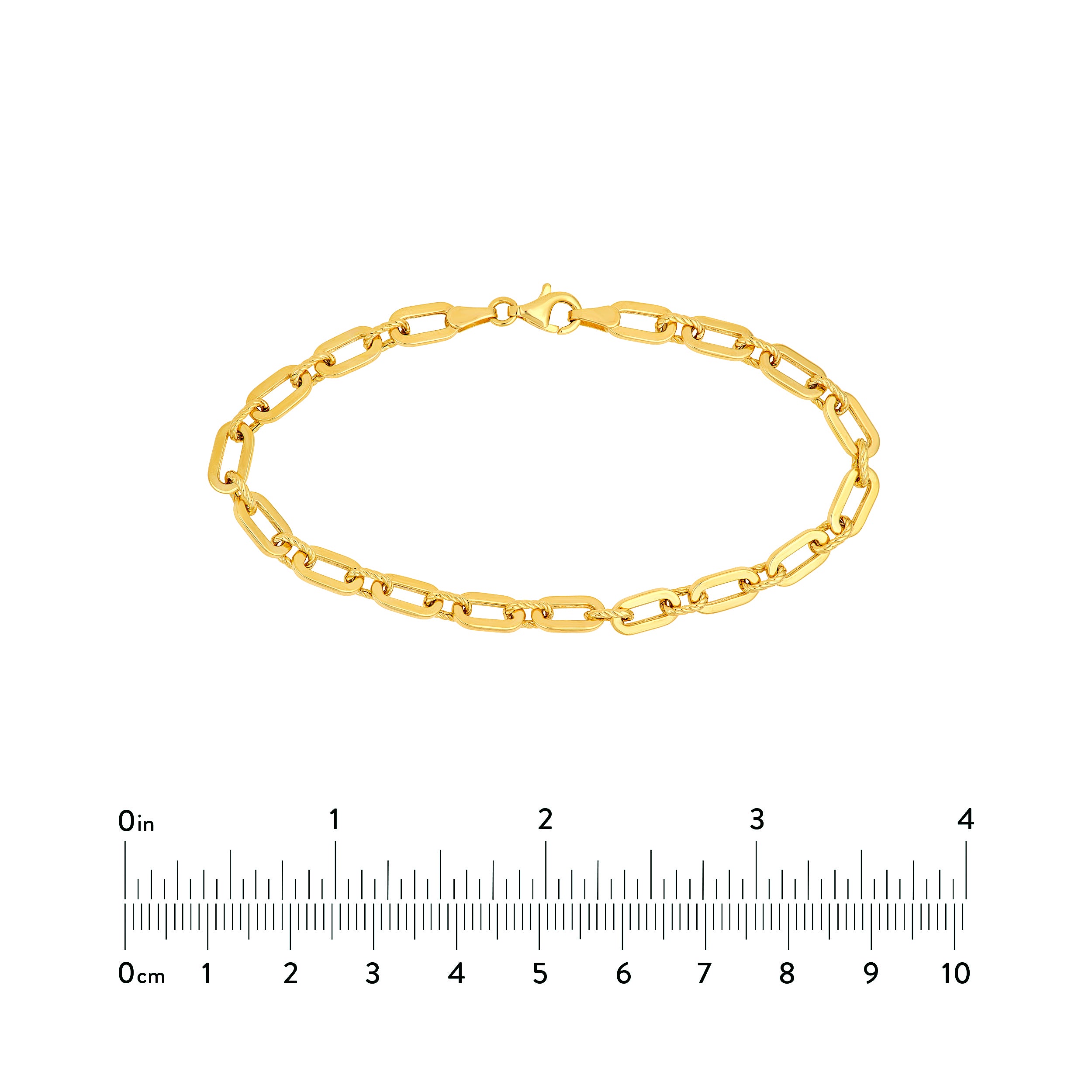 14K Yellow Gold 1+1 Twist & Polished Link Chain Birmingham Jewelry Bracelet Birmingham Jewelry 