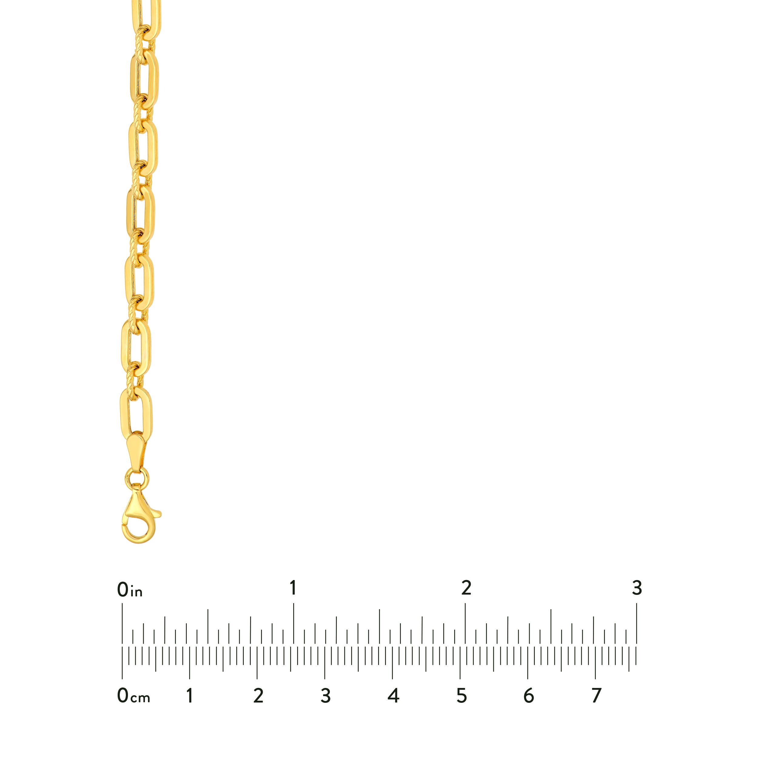 14K Yellow Gold 1+1 Twist & Polished Link Chain Birmingham Jewelry Bracelet Birmingham Jewelry 