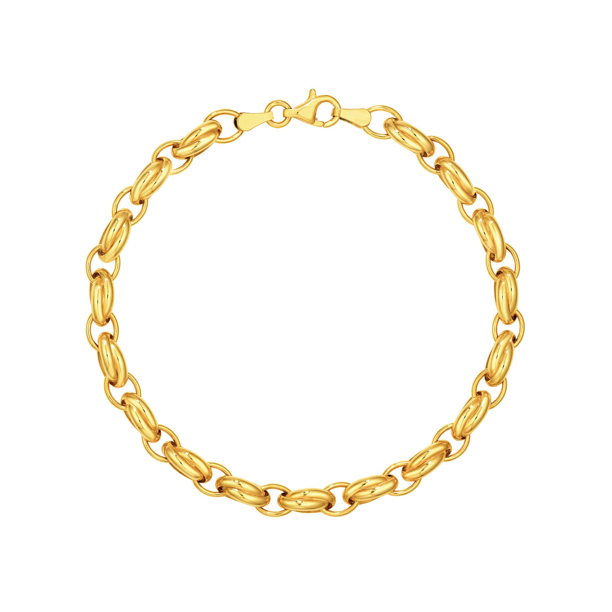 14K Yellow Gold 2+1 Overlap Link Chain
