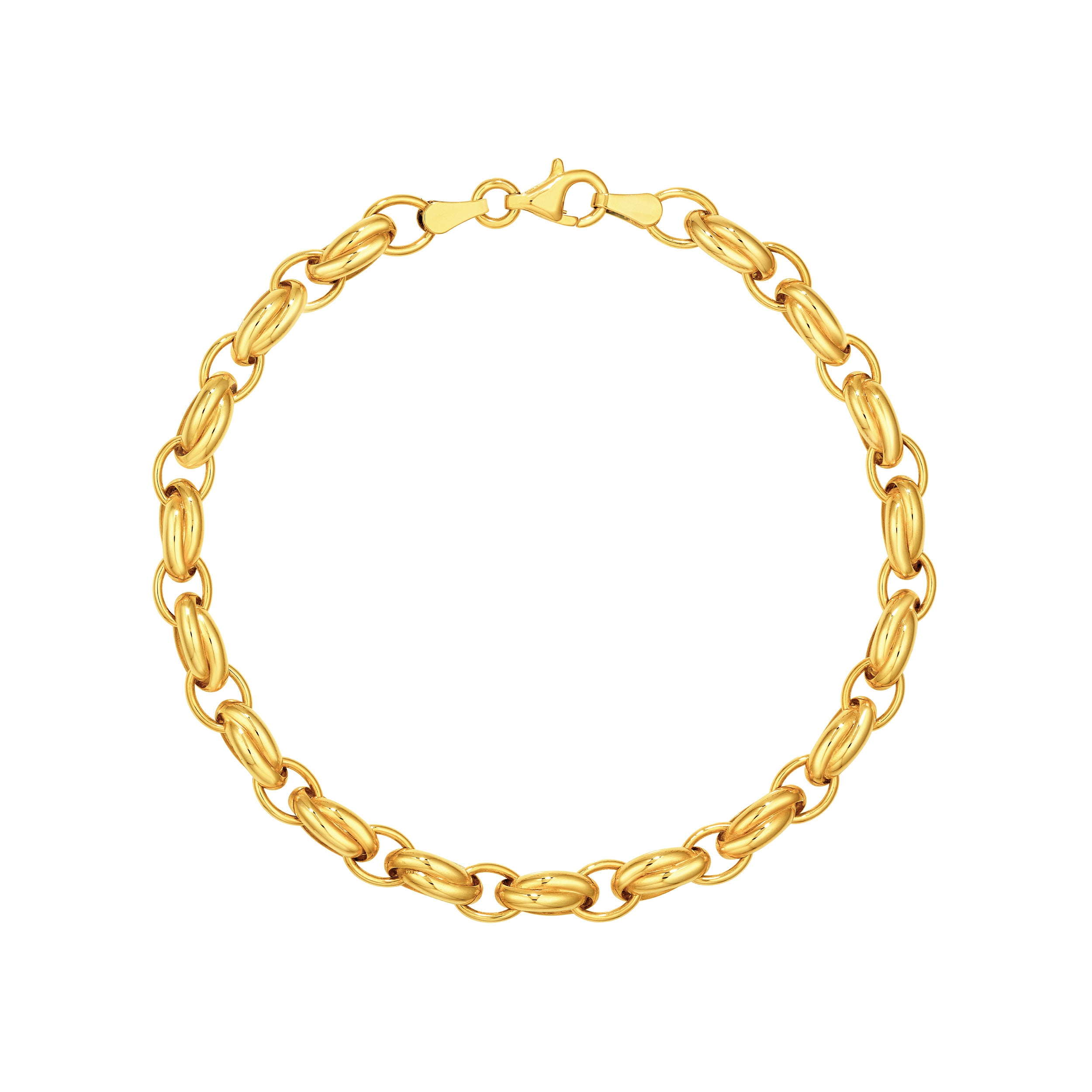 14K Yellow Gold 2+1 Overlap Link Chain Birmingham Jewelry Bracelet Birmingham Jewelry 