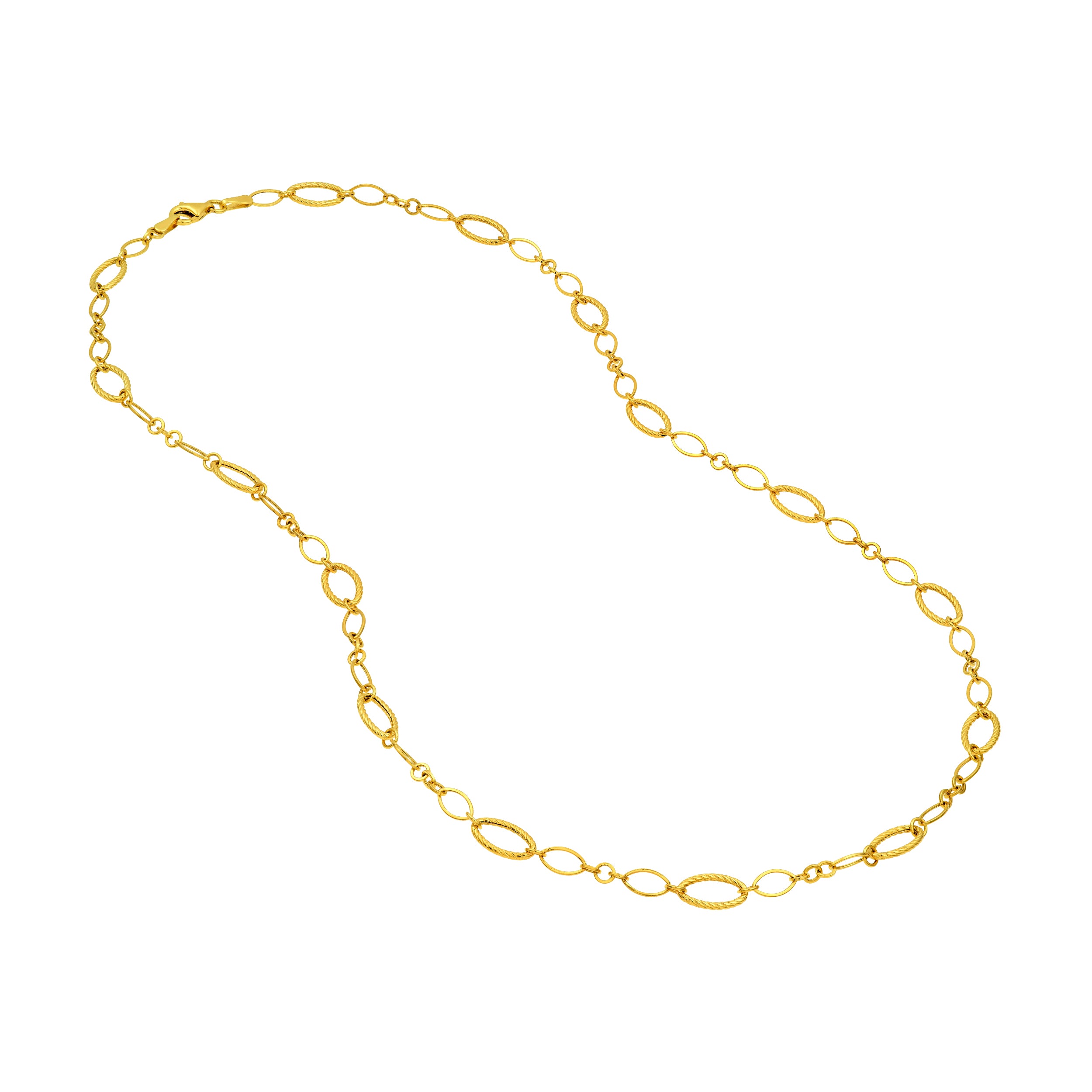 14K Yellow Gold Oval Twisted & Polished Link Chain Birmingham Jewelry Chain Birmingham Jewelry 