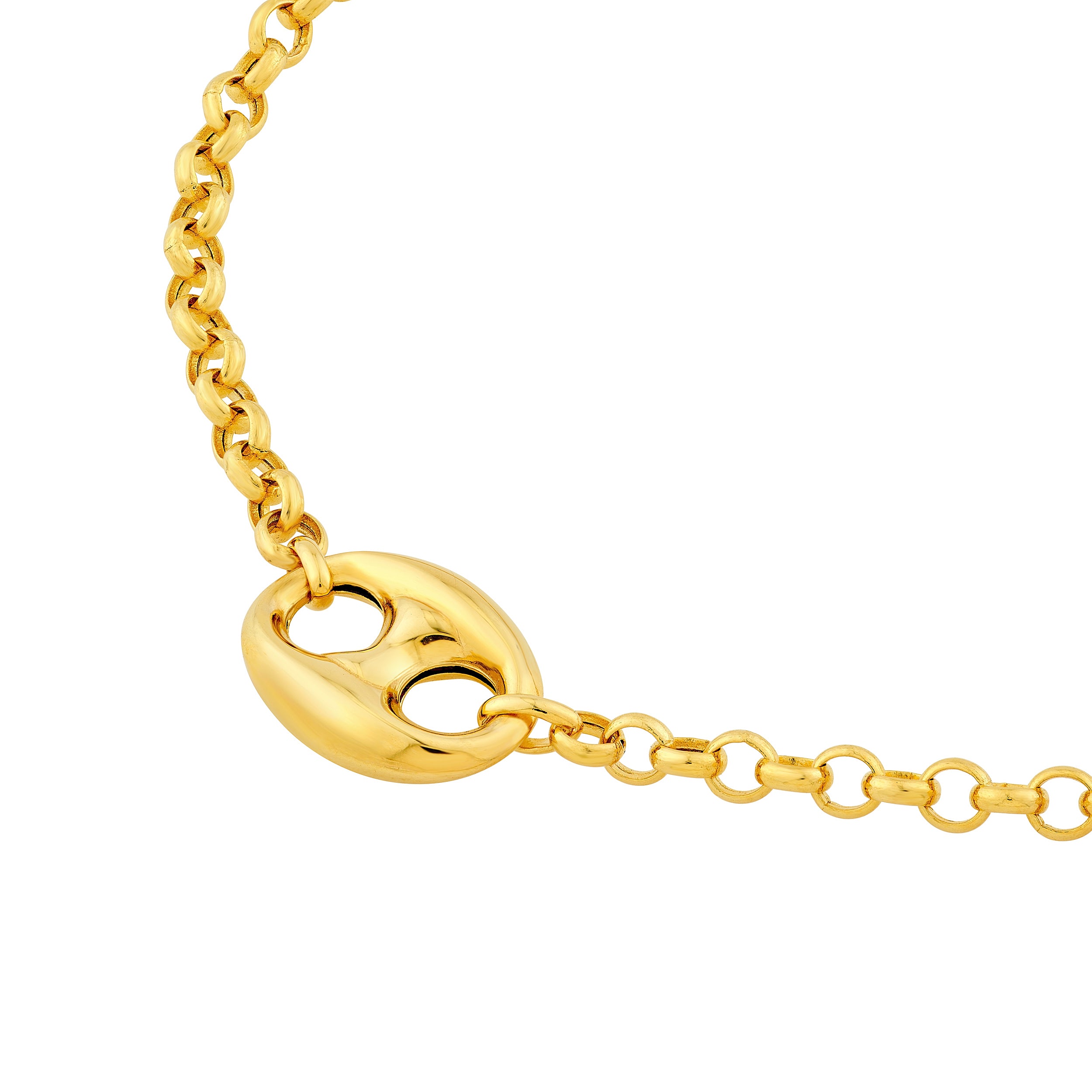 14K Yellow Gold Rolo Puff Mariner Link Necklace Birmingham Jewelry Necklace Birmingham Jewelry 