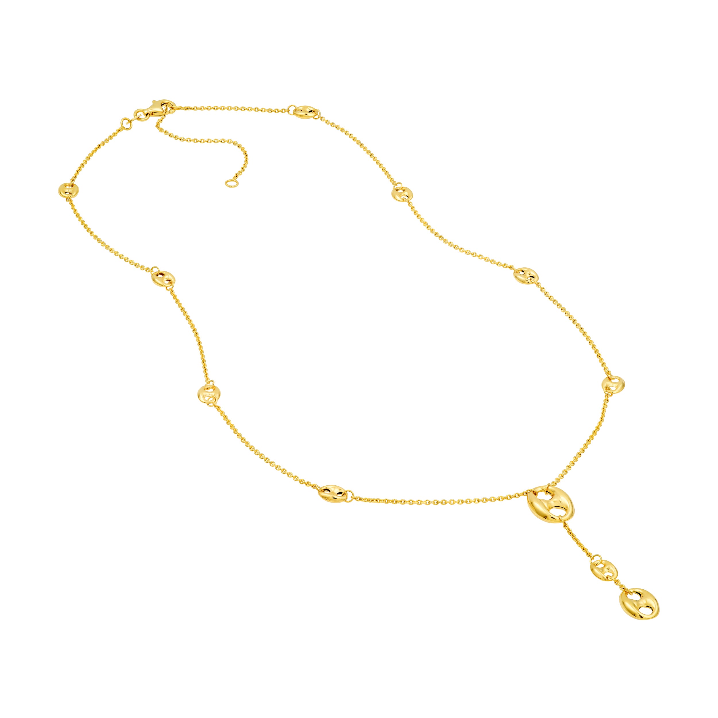 14K Yellow Gold Puff Mariner Lariat Necklace Birmingham Jewelry Necklace Birmingham Jewelry 