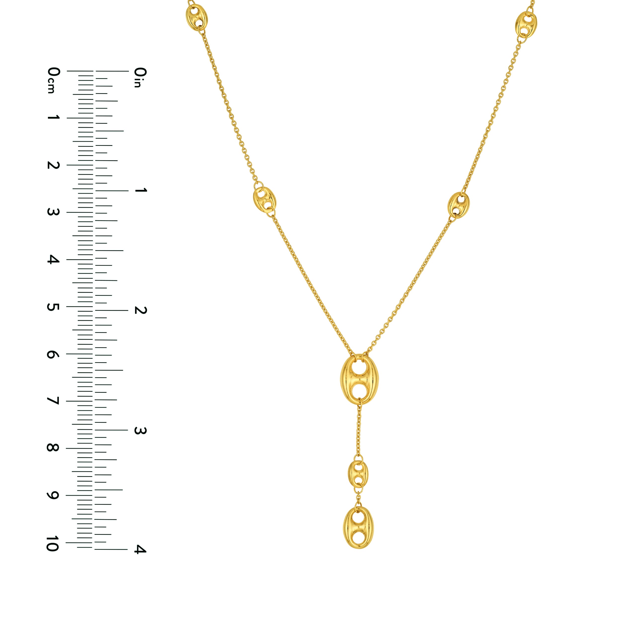 14K Yellow Gold Puff Mariner Lariat Necklace Birmingham Jewelry Necklace Birmingham Jewelry 