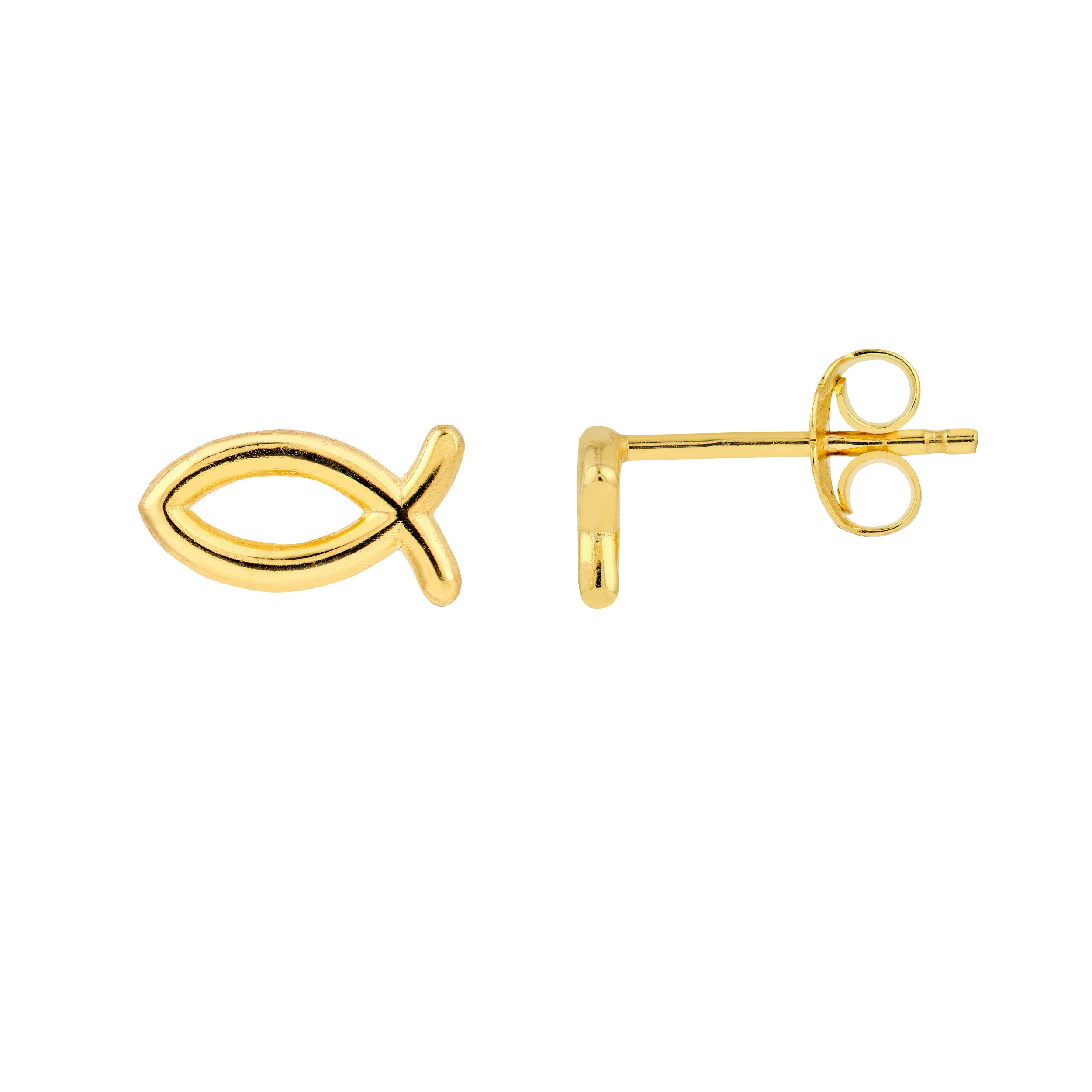 14K Yellow Gold Ichthys Fish Stud Earrings Birmingham Jewelry Earrings Birmingham Jewelry 
