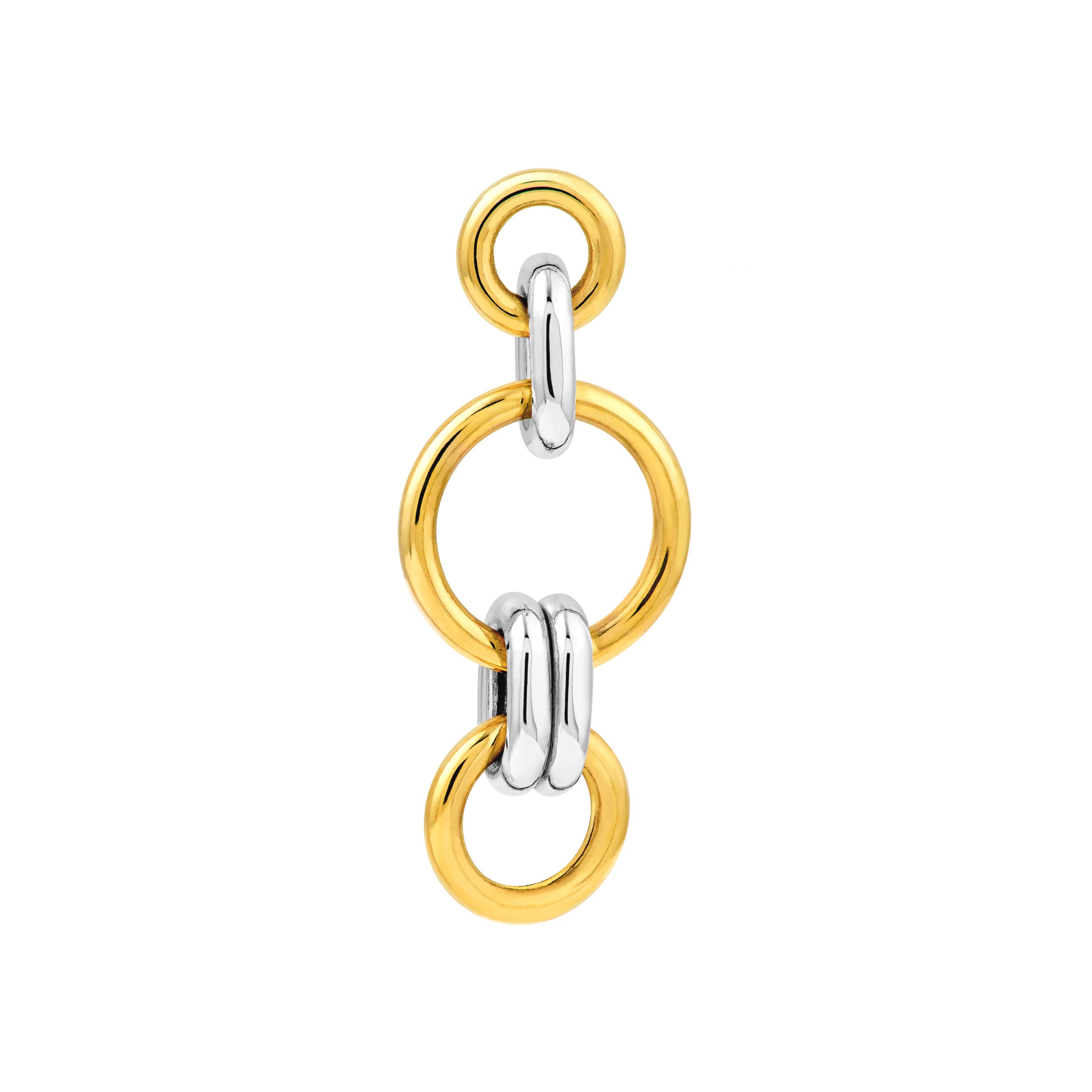 14K Two-Tone Gold Round Link Earrings Birmingham Jewelry Earrings Birmingham Jewelry 