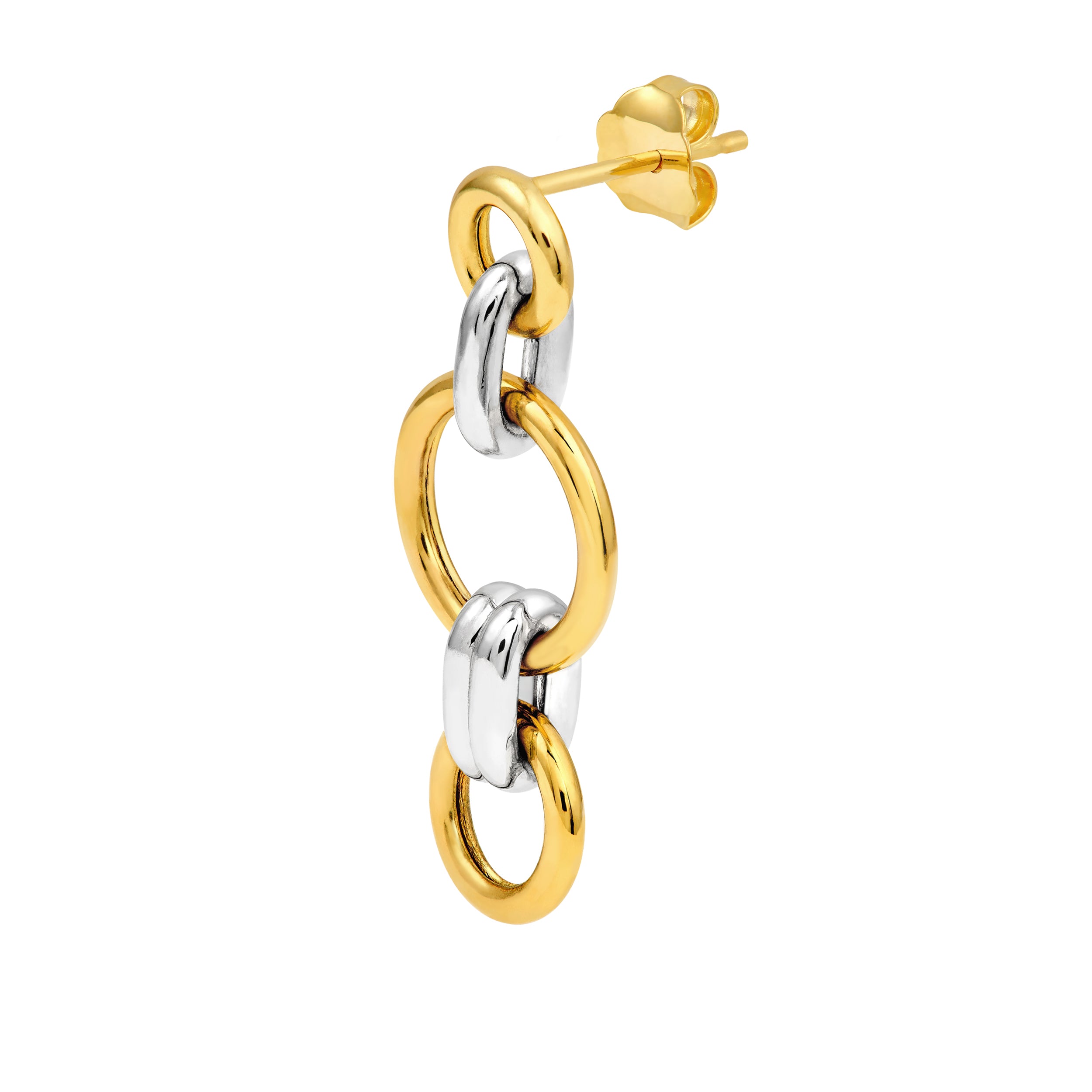 14K Two-Tone Gold Round Link Earrings Birmingham Jewelry Earrings Birmingham Jewelry 