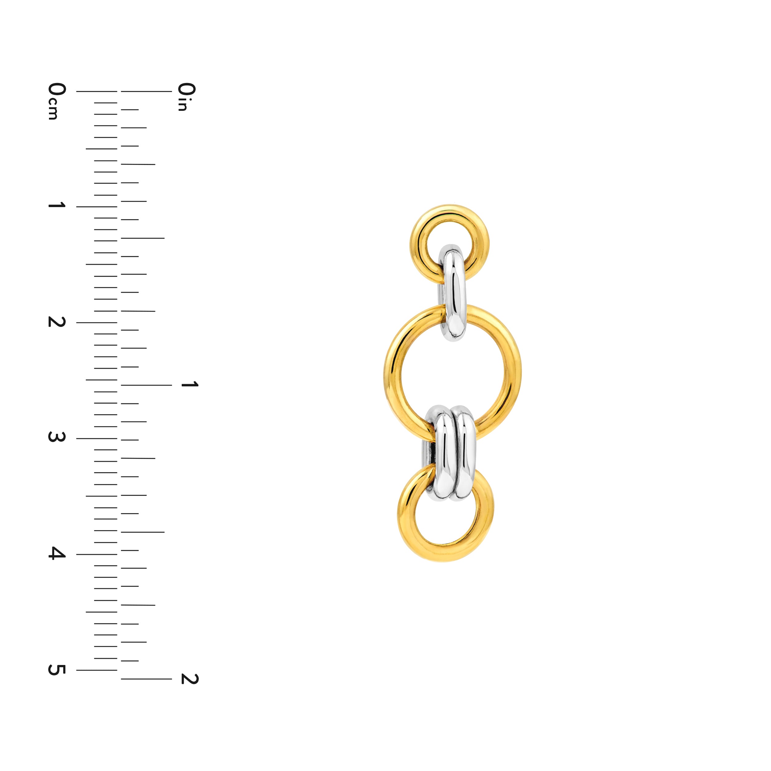 14K Two-Tone Gold Round Link Earrings Birmingham Jewelry Earrings Birmingham Jewelry 