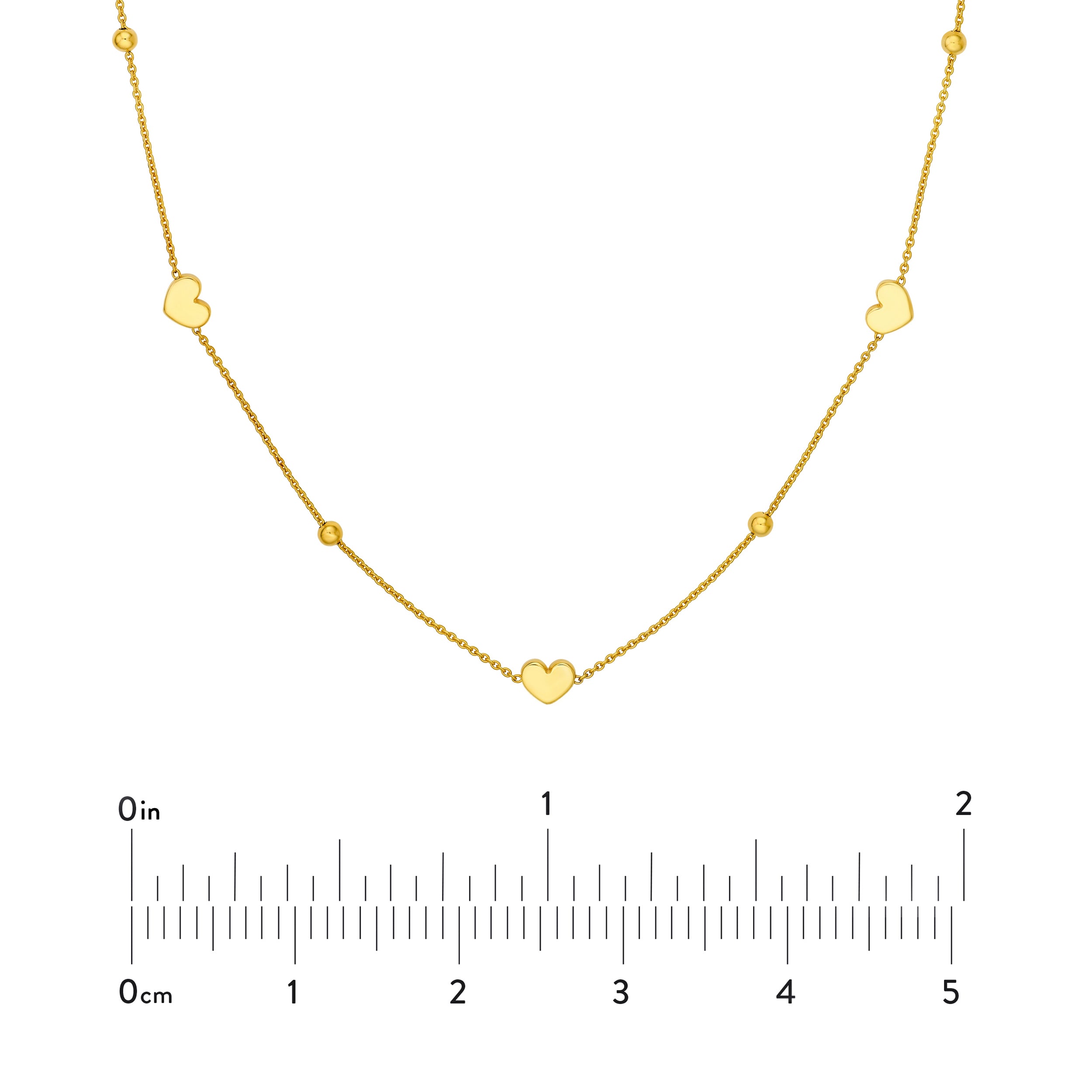 14K Yellow Gold Heart and Bead Station Necklace Birmingham Jewelry Necklace Birmingham Jewelry 