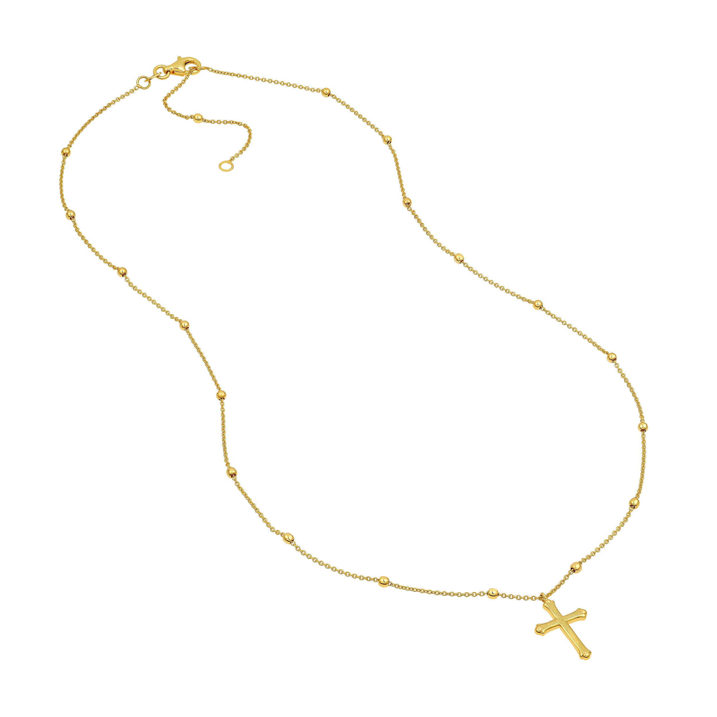 14K Yellow Gold Bead Station Cross Pendant Necklace Birmingham Jewelry Necklace Birmingham Jewelry 
