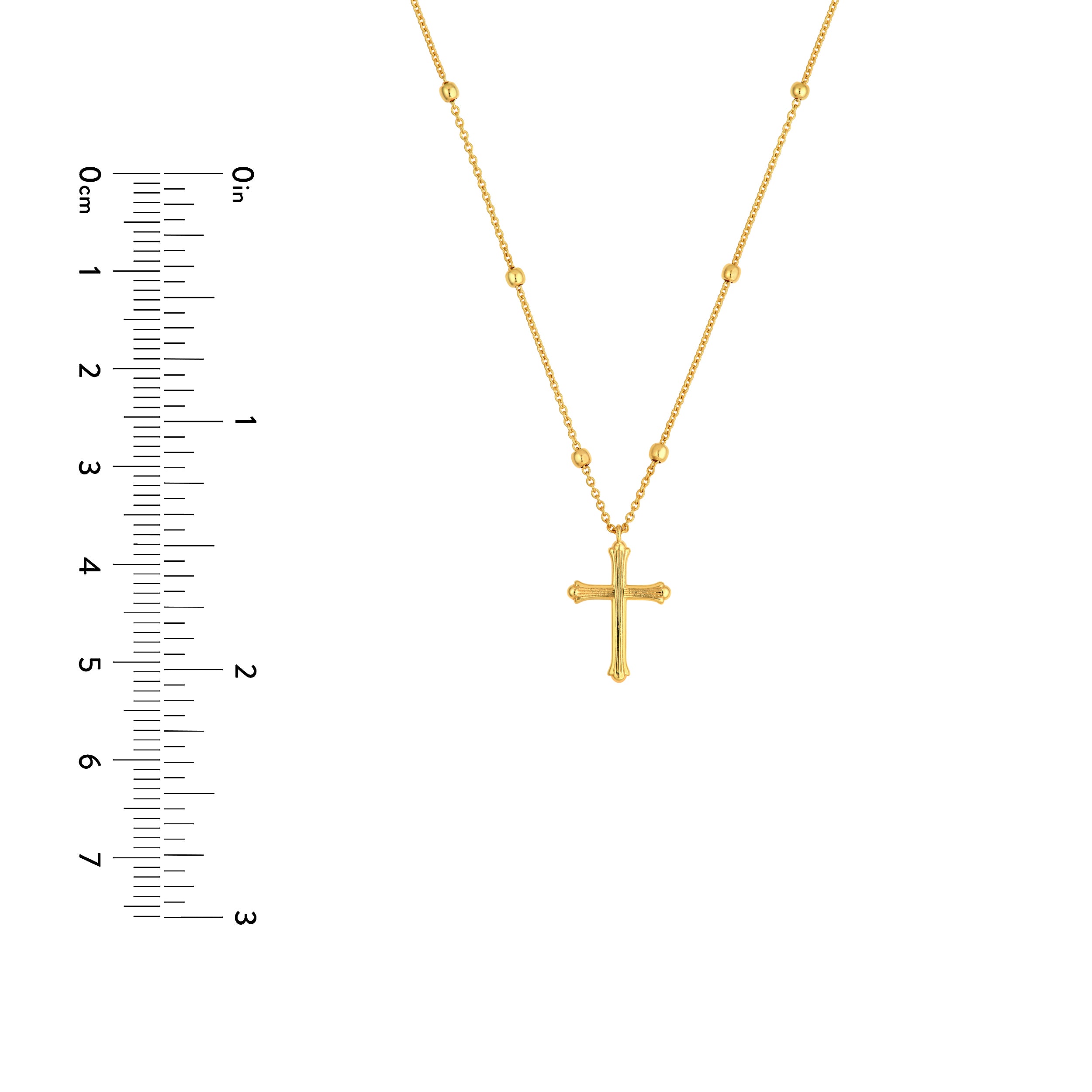 14K Yellow Gold Bead Station Cross Pendant Necklace Birmingham Jewelry Necklace Birmingham Jewelry 
