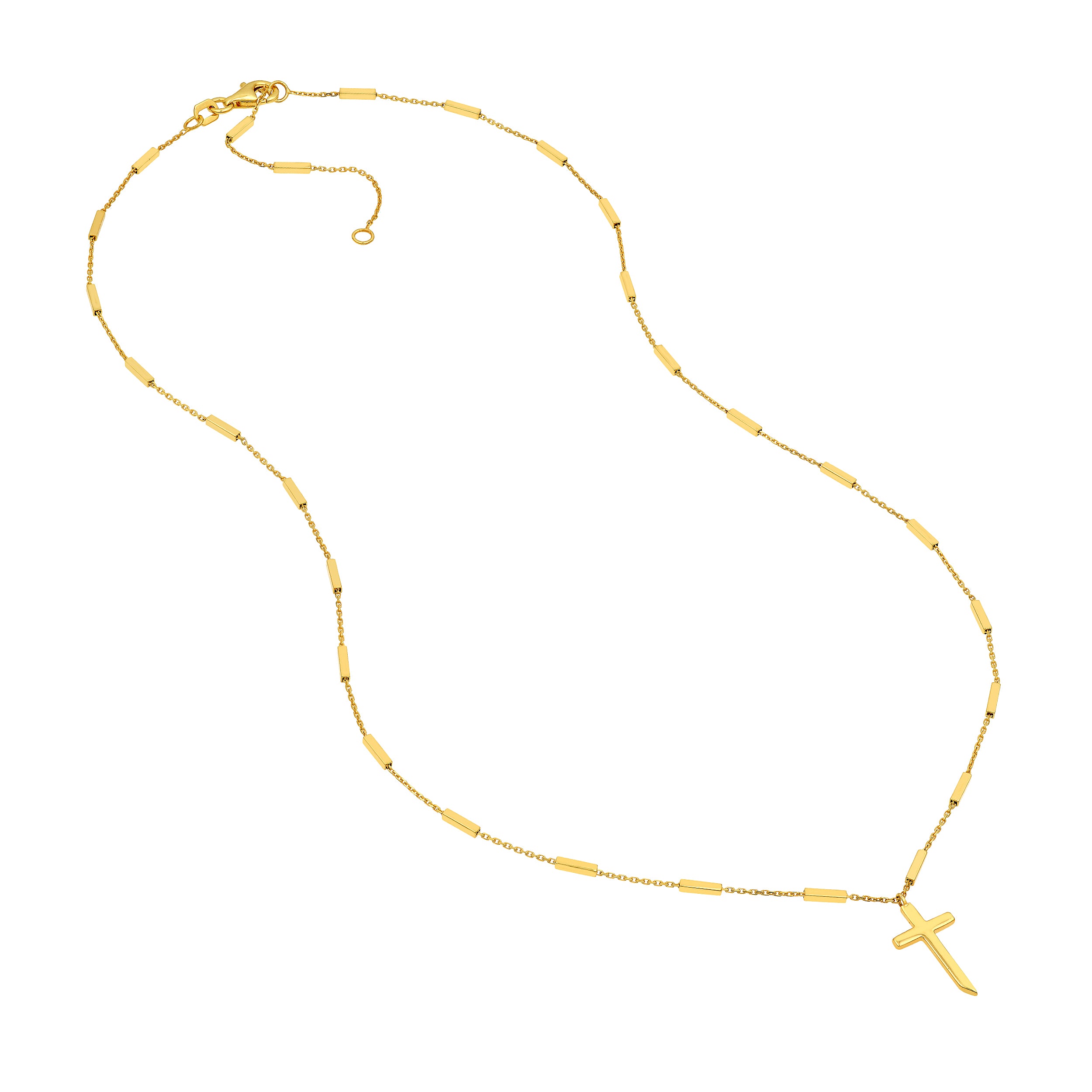 14K Yellow Gold Bar Station Cross Pendant Necklace Birmingham Jewelry Necklace Birmingham Jewelry 