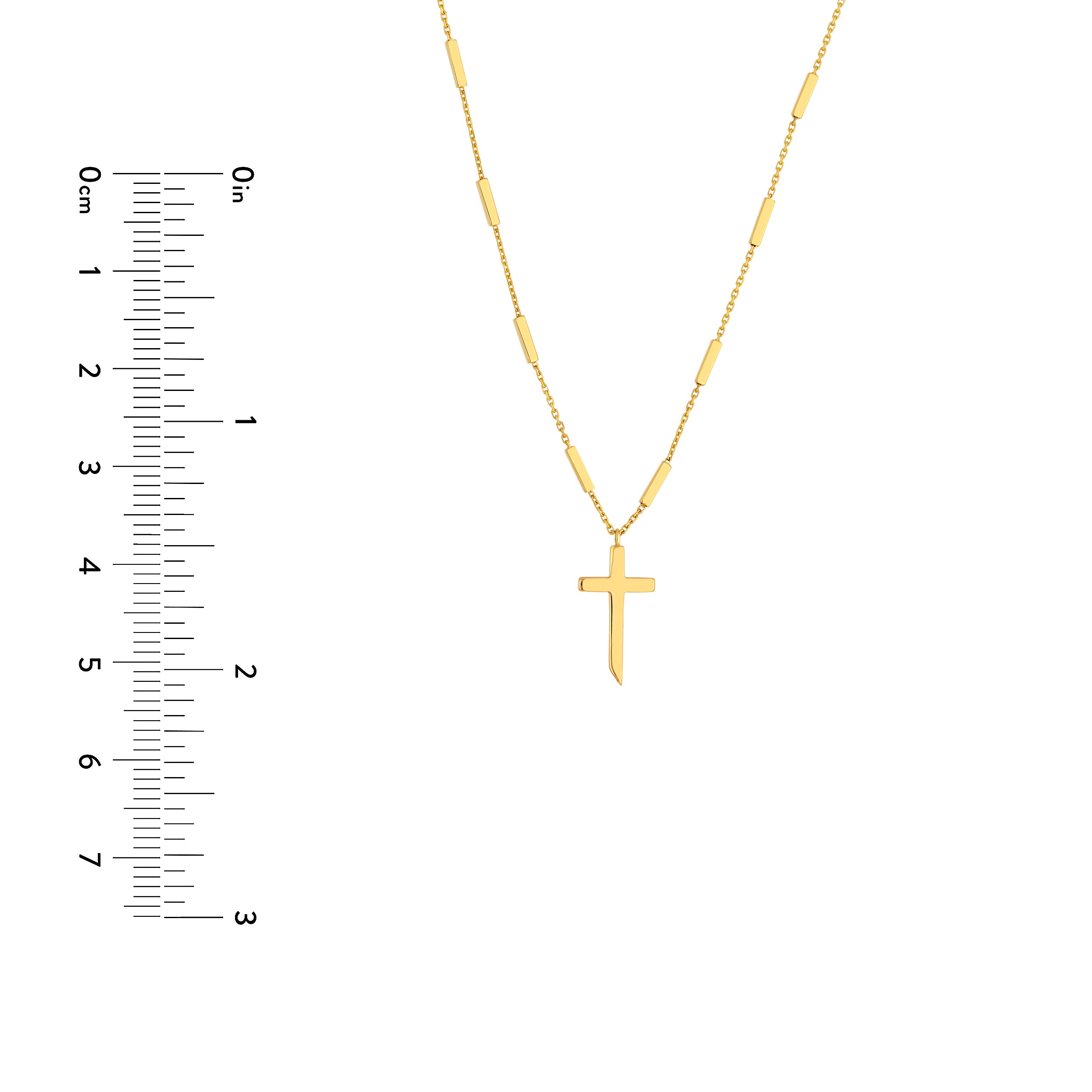 14K Yellow Gold Bar Station Cross Pendant Necklace Birmingham Jewelry Necklace Birmingham Jewelry 