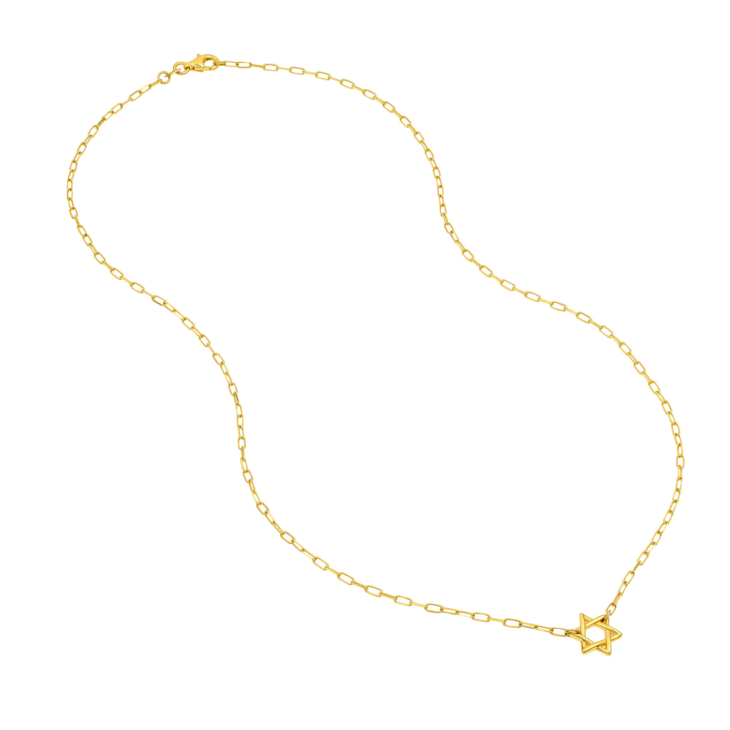 14K Yellow Gold Star of David Paper Clip Necklace Birmingham Jewelry Necklace Birmingham Jewelry 