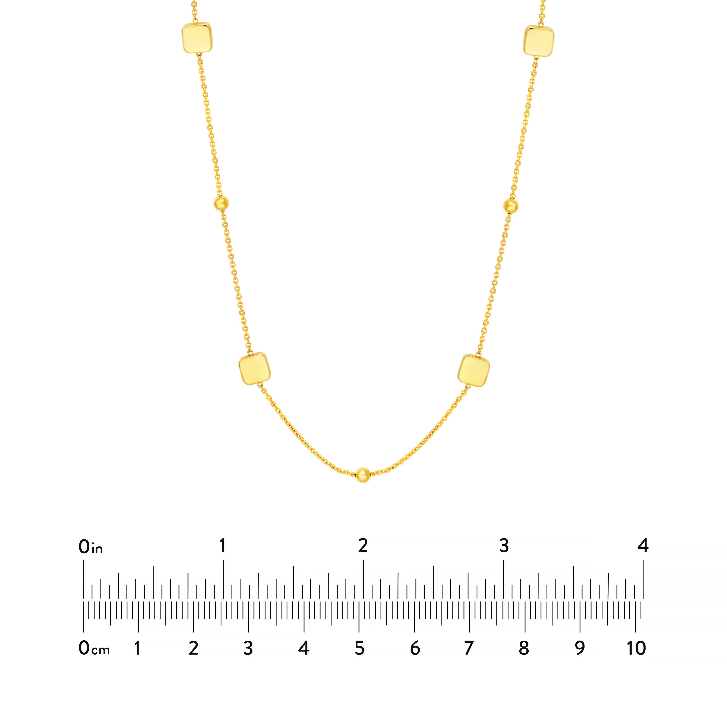 14K Yellow Gold Square and Round Bead Station Necklace Birmingham Jewelry Necklace Birmingham Jewelry 