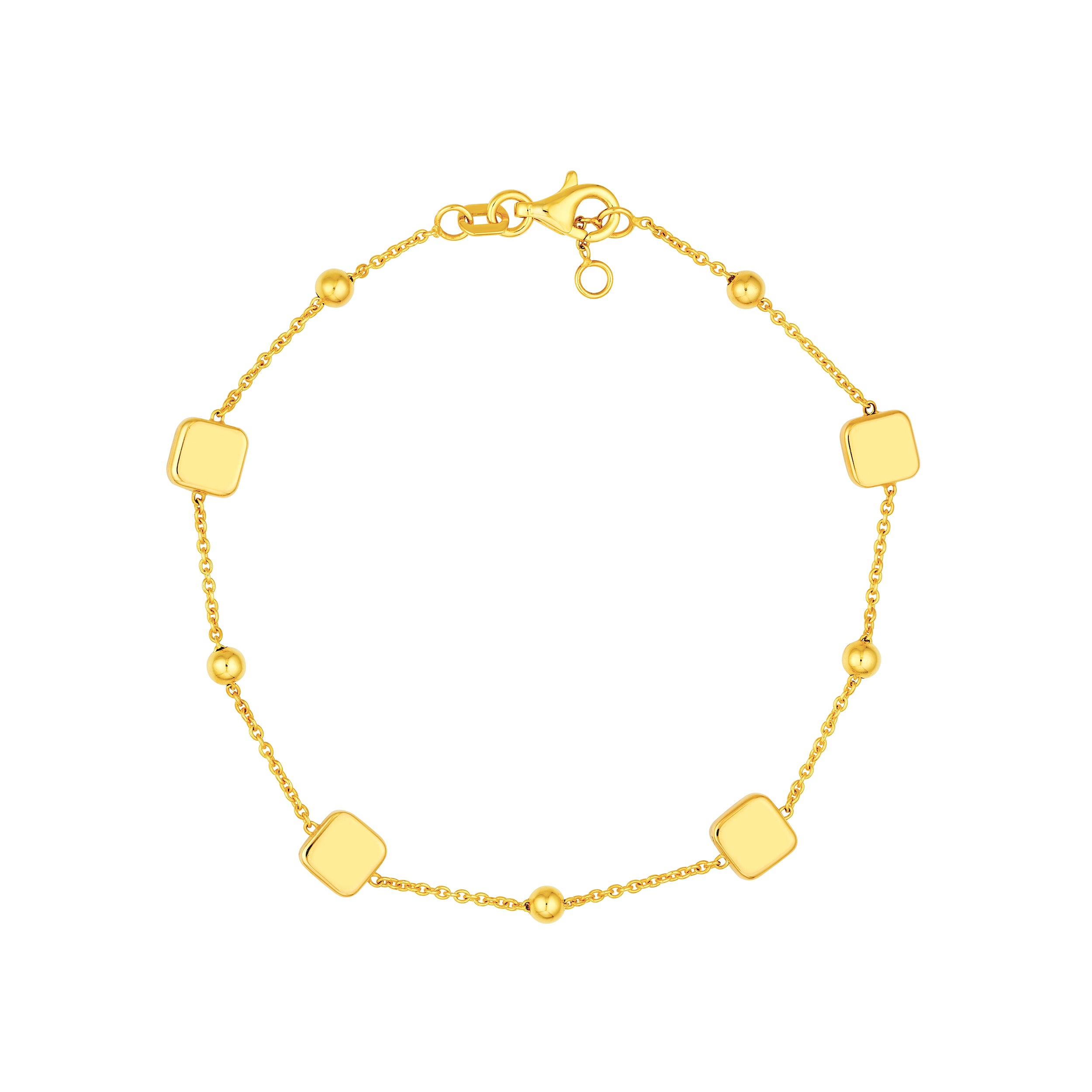14K Yellow Gold Square and Round Bead Station Bracelet Birmingham Jewelry Bracelet Birmingham Jewelry 