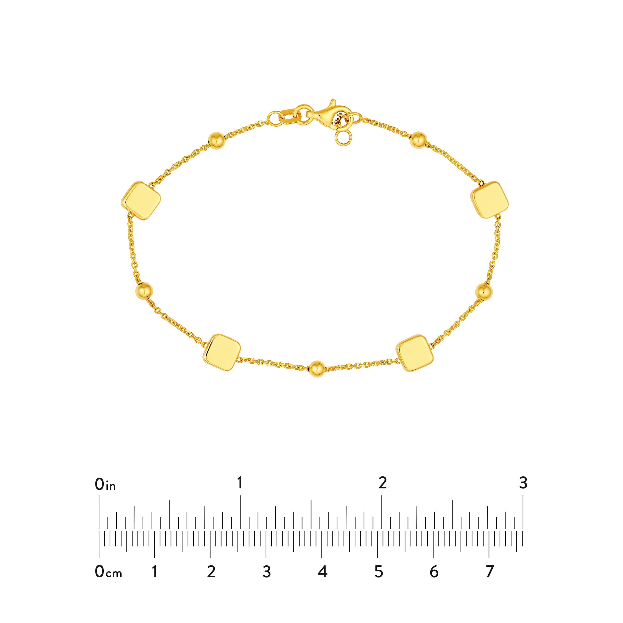 14K Yellow Gold Square and Round Bead Station Bracelet Birmingham Jewelry Bracelet Birmingham Jewelry 