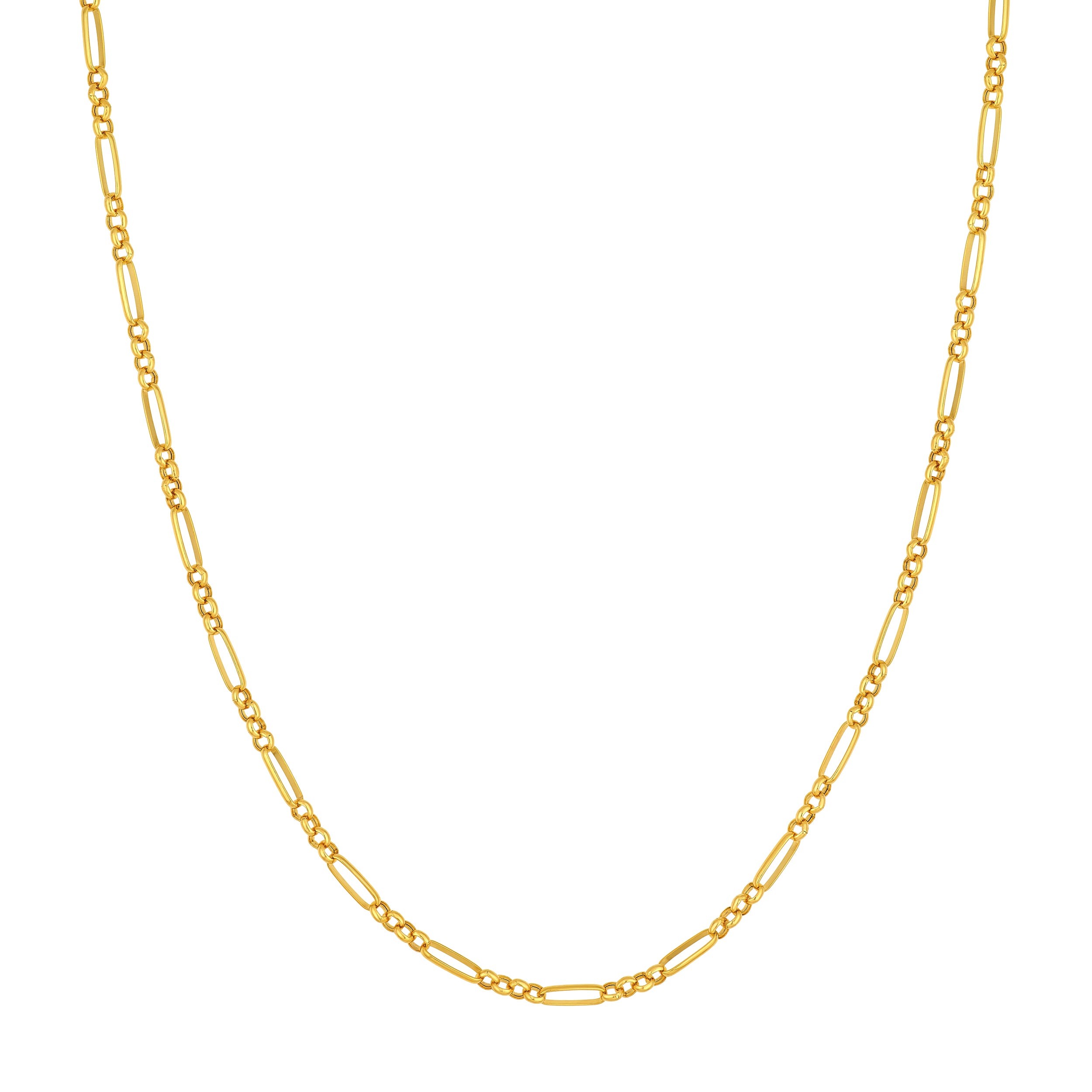 14K Yellow Gold 4+1 Round Oval Link Chain