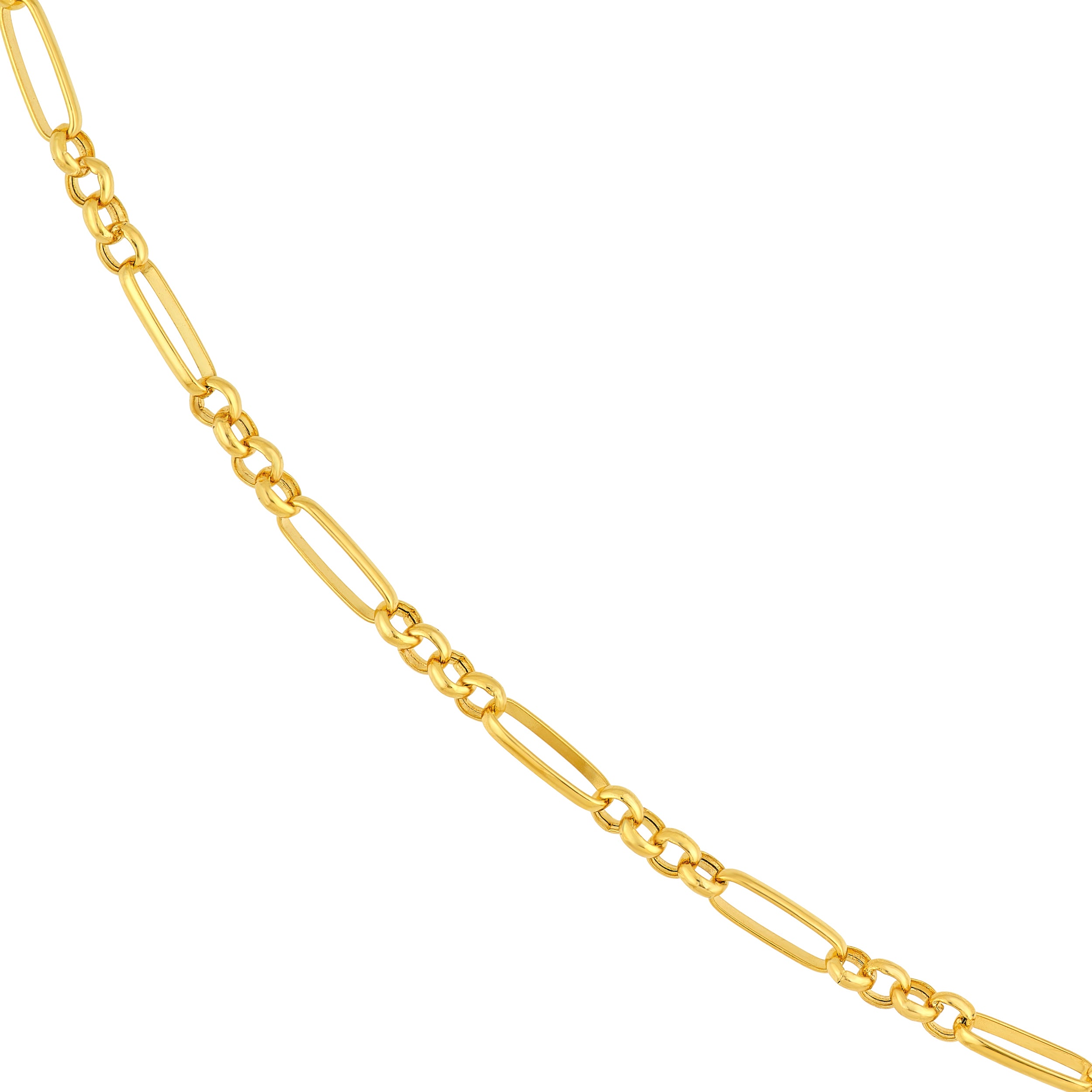14K Yellow Gold 4+1 Round Oval Link Chain