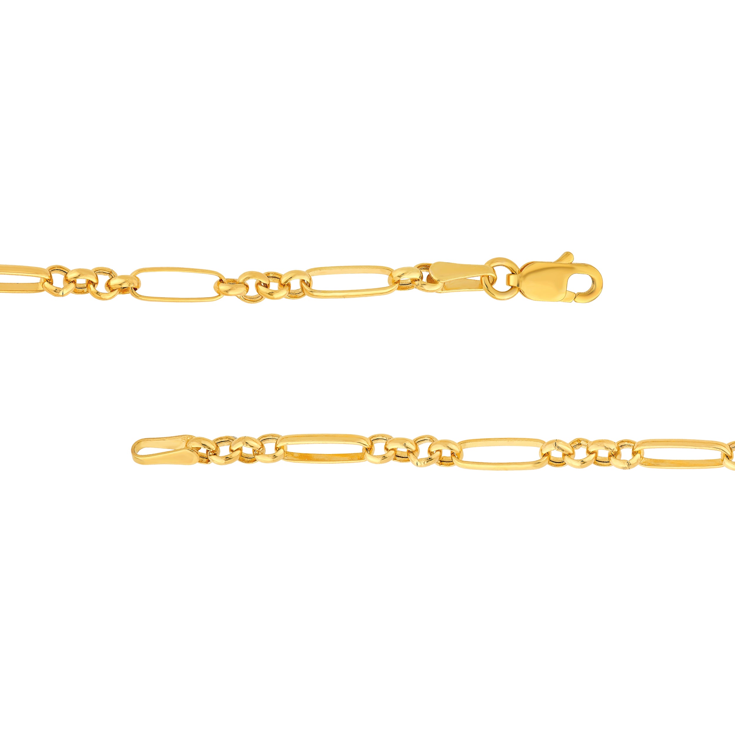 14K Yellow Gold 4+1 Round Oval Link Chain
