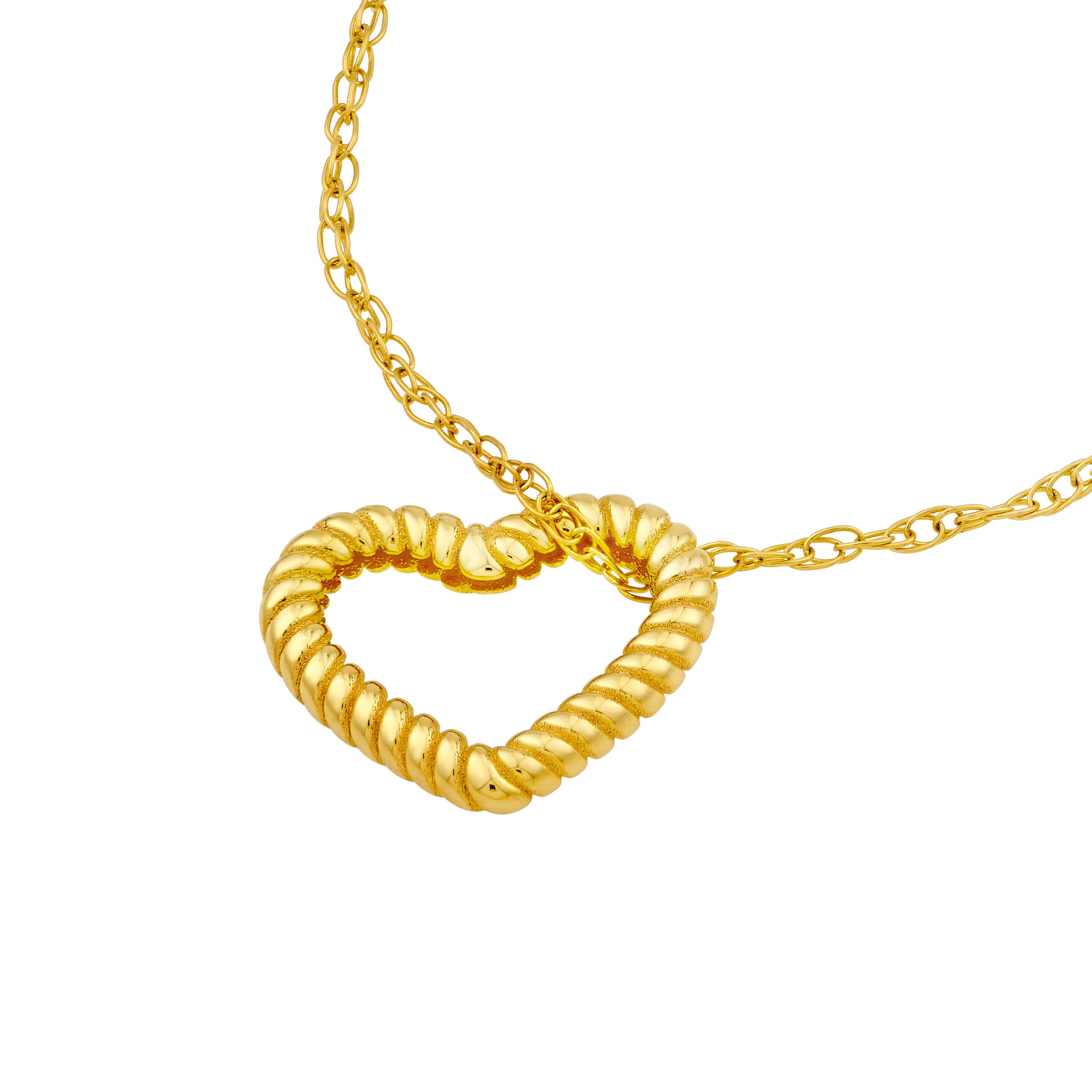 14K Yellow Gold Twist Open Heart Rope Necklace Birmingham Jewelry Necklace Birmingham Jewelry 