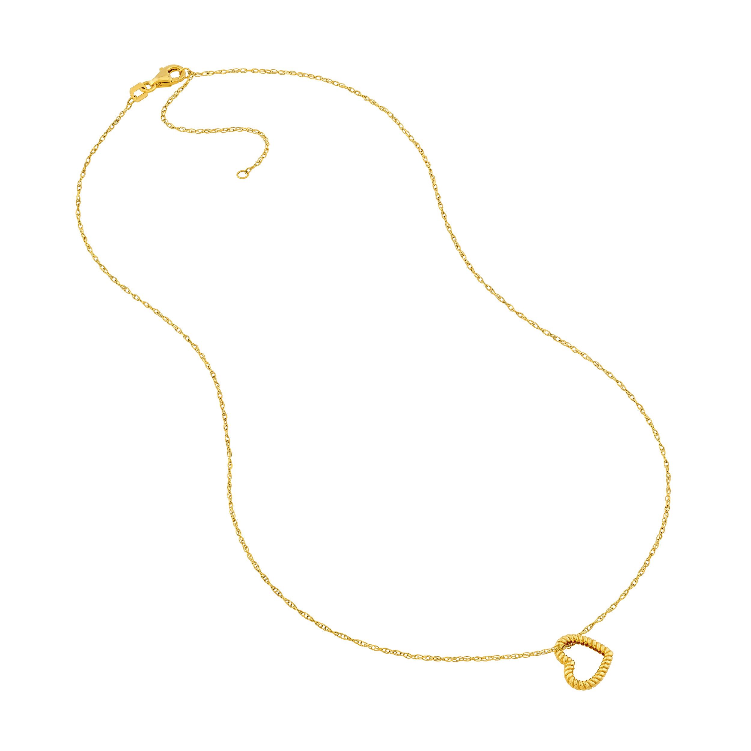 14K Yellow Gold Twist Open Heart Rope Necklace Birmingham Jewelry Necklace Birmingham Jewelry 