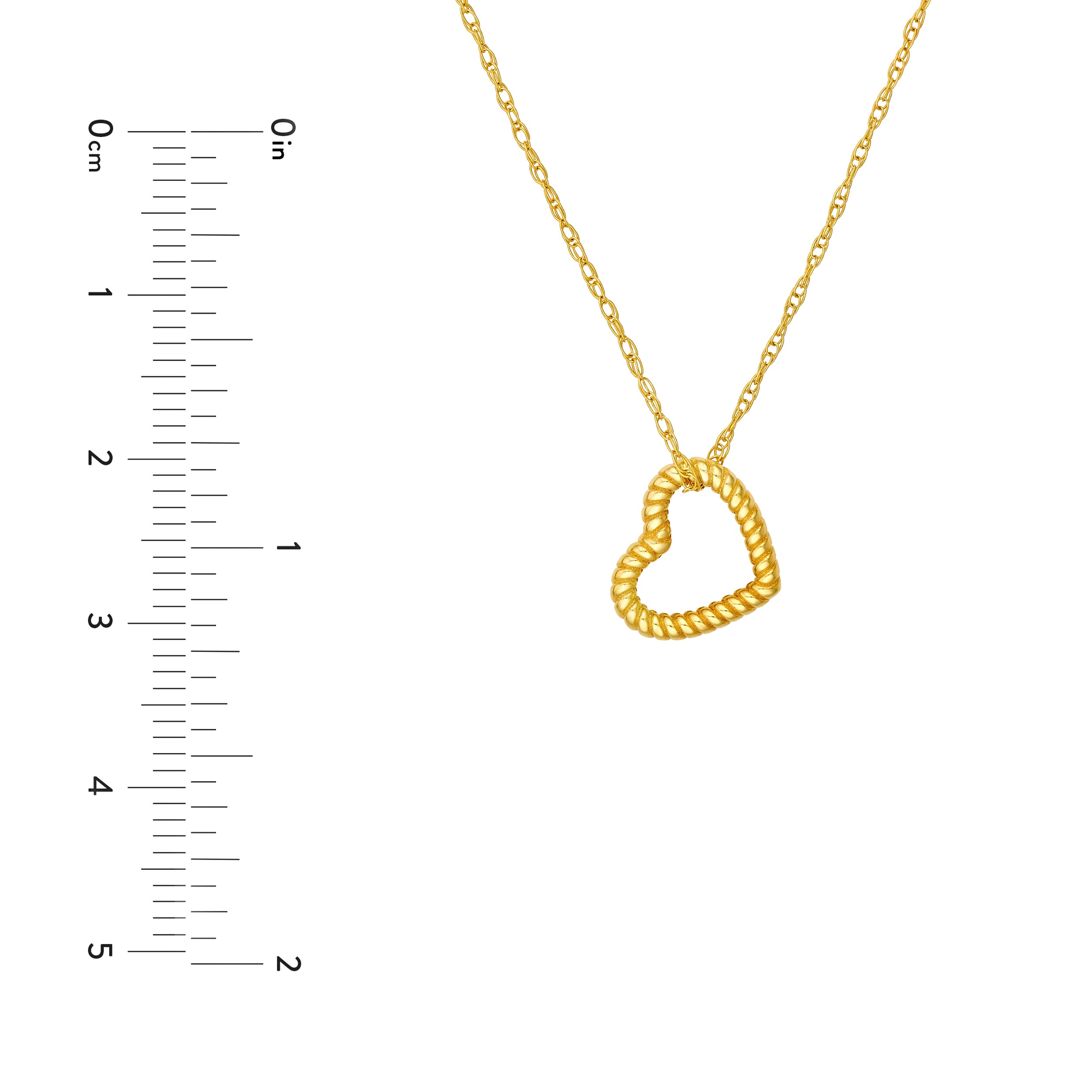 14K Yellow Gold Twist Open Heart Rope Necklace Birmingham Jewelry Necklace Birmingham Jewelry 
