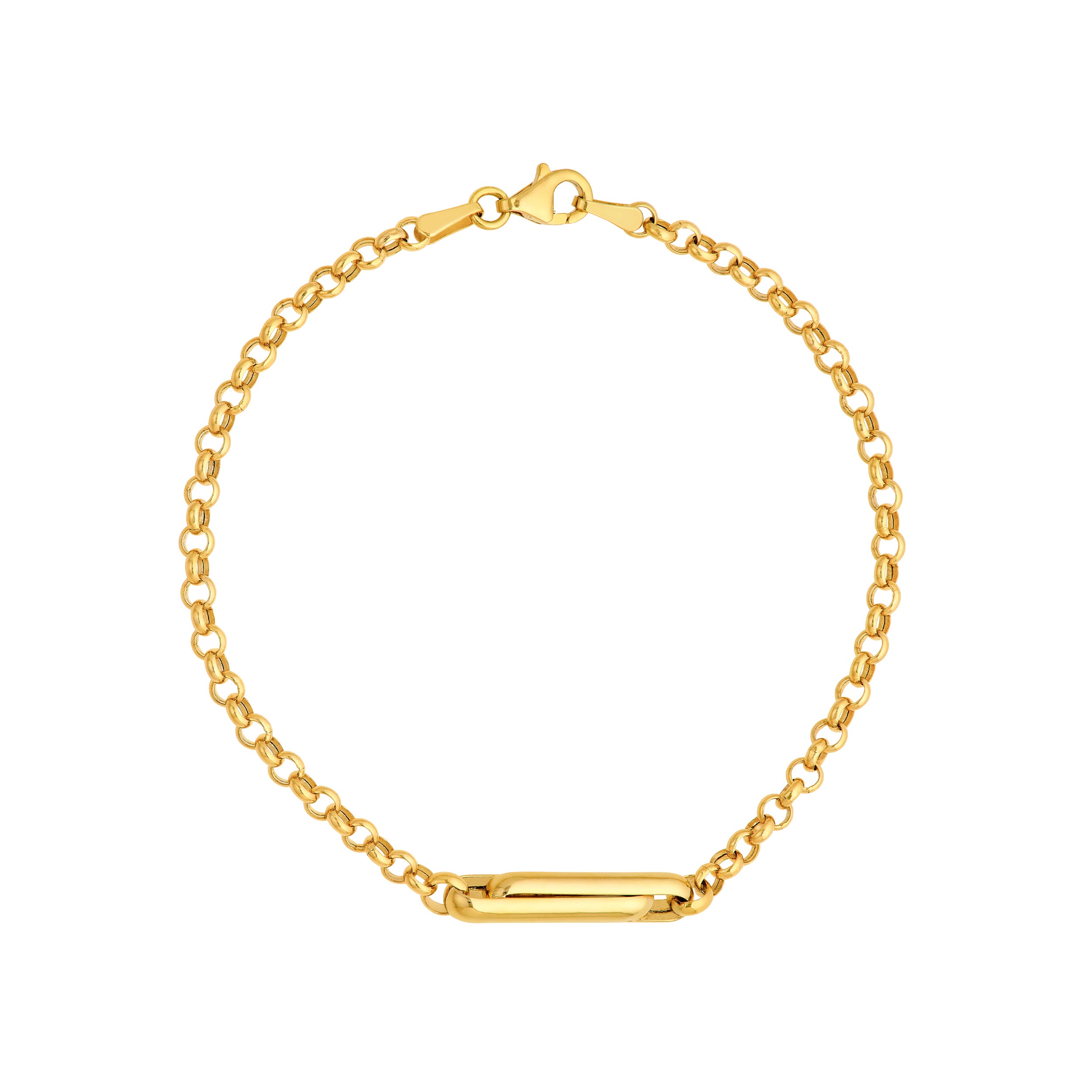 14K Yellow Gold Interlocking Paper Clip Bracelet