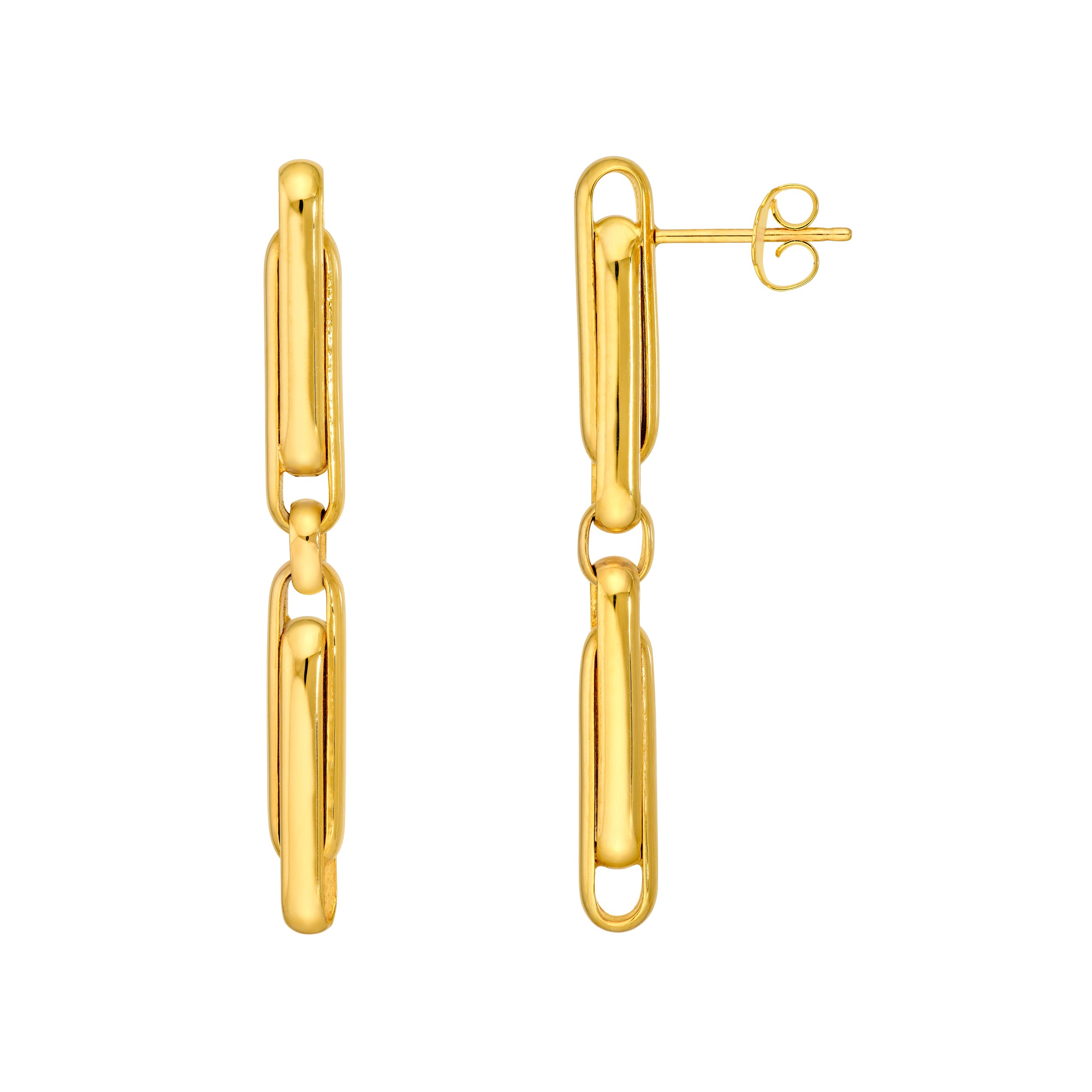 14K Yellow Gold Double Interlocking Paper Clip Earrings Birmingham Jewelry Earrings Birmingham Jewelry 