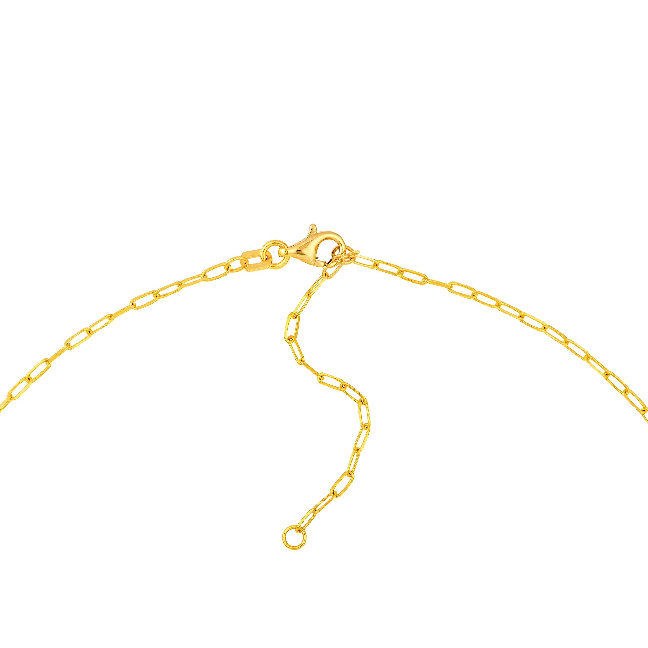 14K Yellow Gold Puff Heart Paper Clip Necklace
