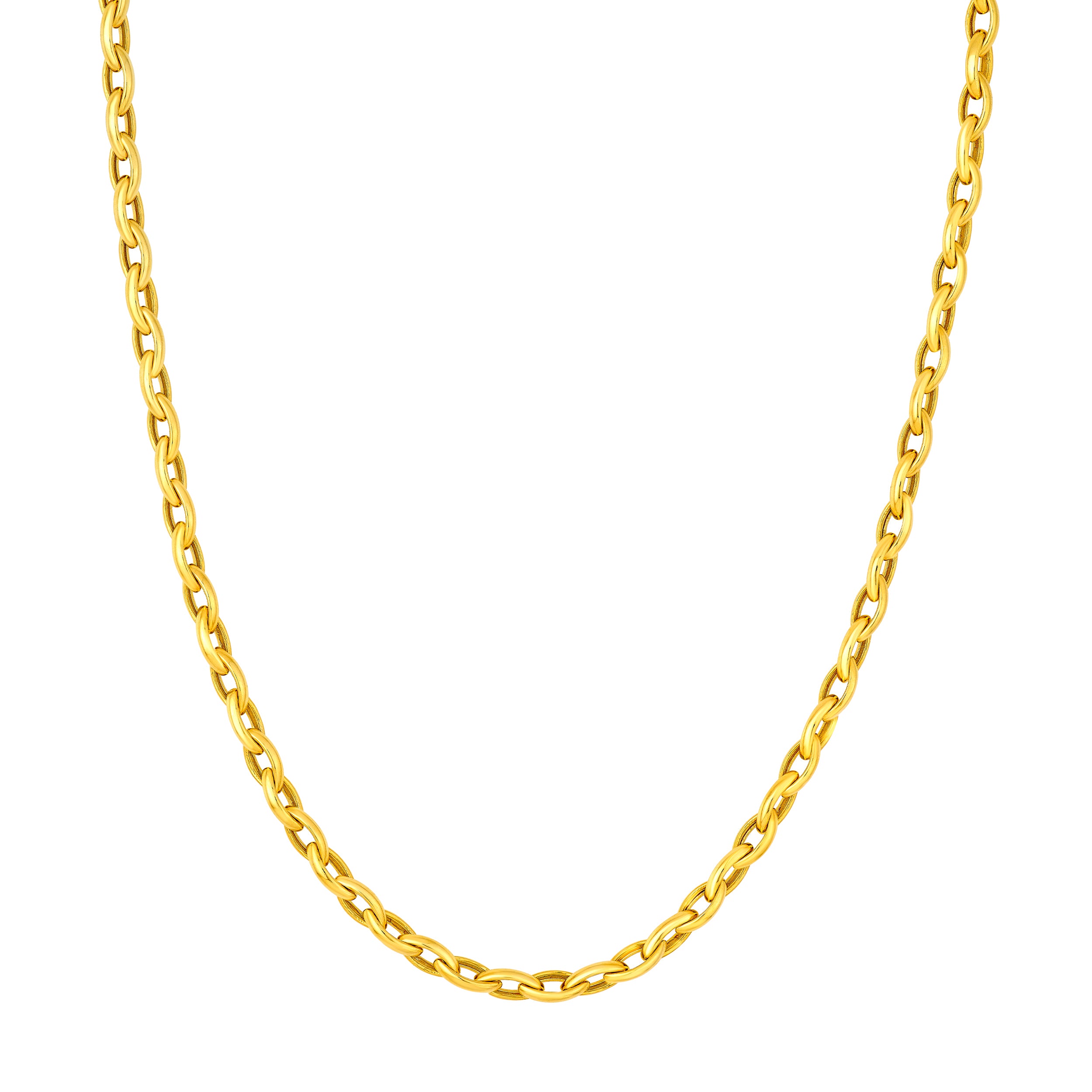14K Yellow Gold Marquise Shape Link Chain