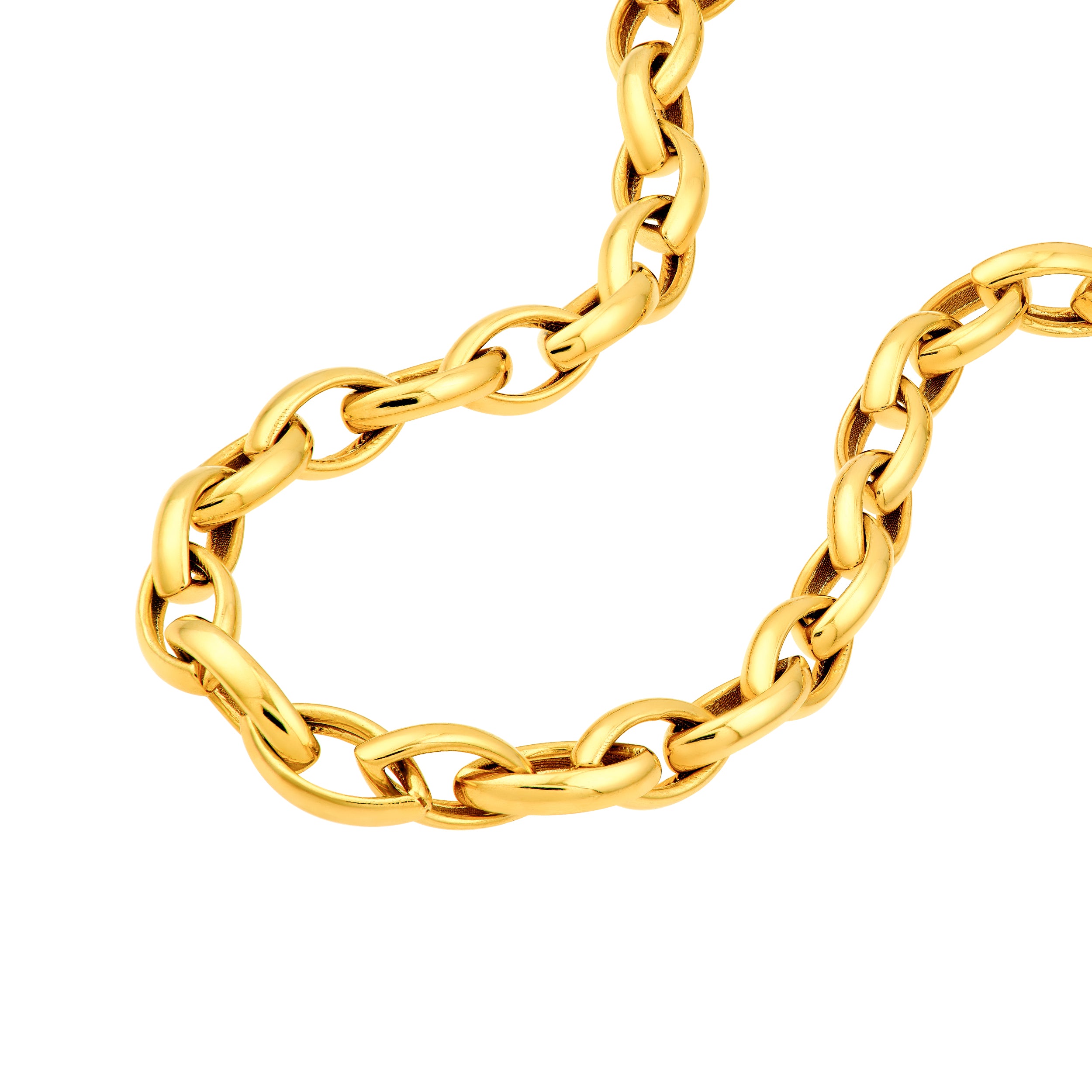 14K Yellow Gold Marquise Shape Link Chain