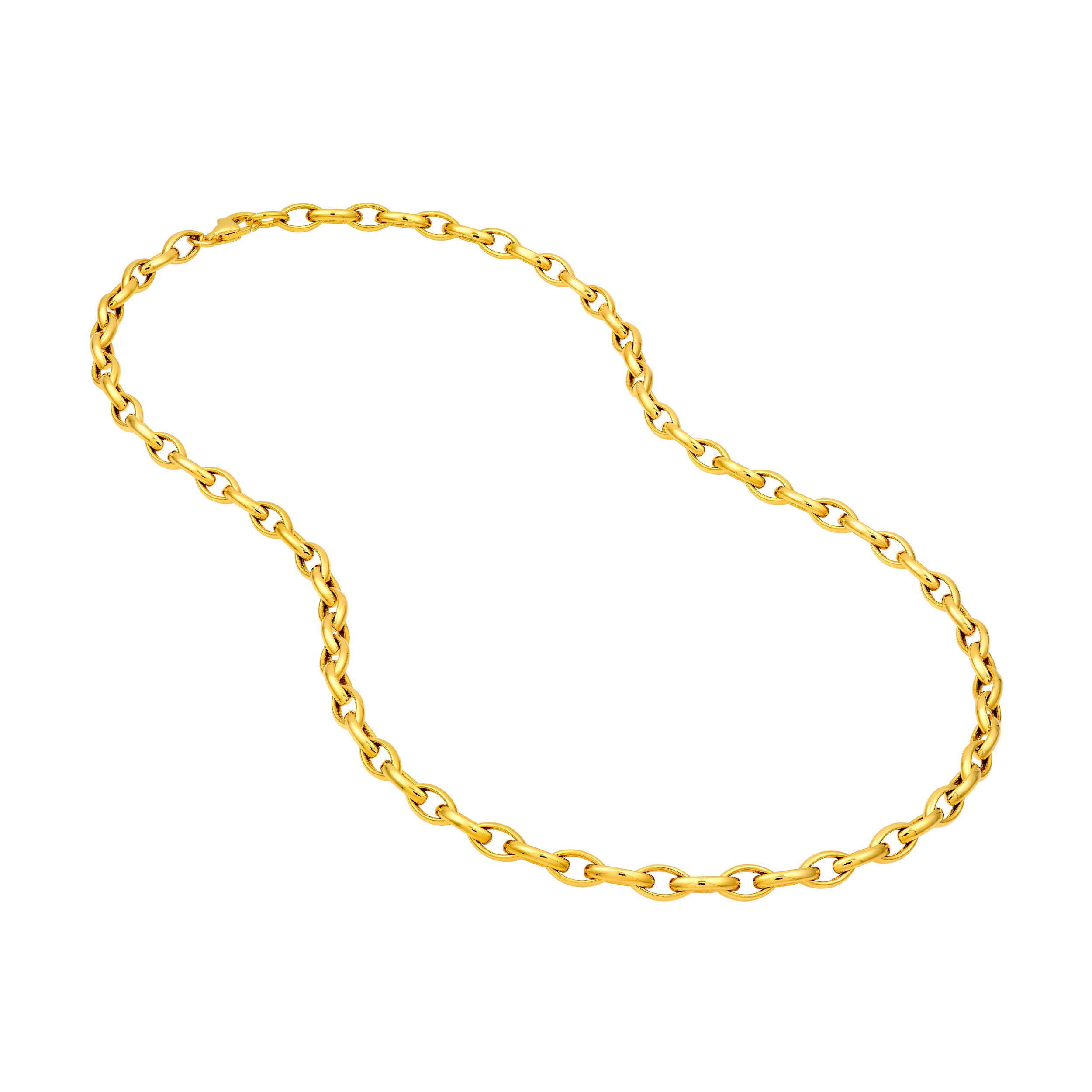 14K Yellow Gold Marquise Shape Link Chain